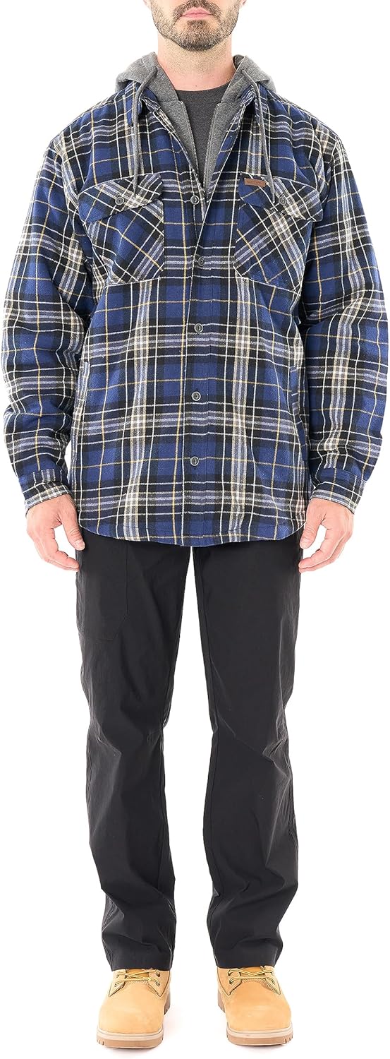 Smith's Workwear Men's Sherpa-Lined Hooded Flannel Shirt-Jacket - Image 10