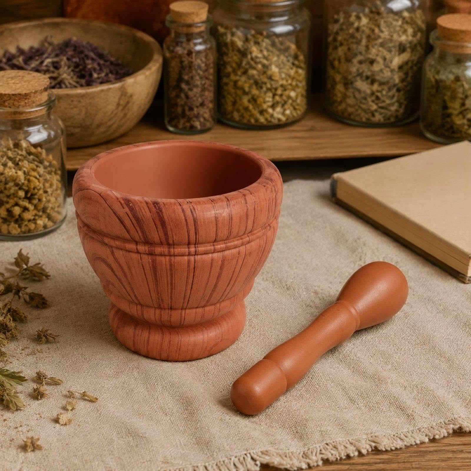 3 Piezas Mortero de con Maja Cuenco para Aplastar Machacador Manual Molinillo de Especias Material PP Grueso Y Resistente Al Desgaste con Base Ele, 5 piezas