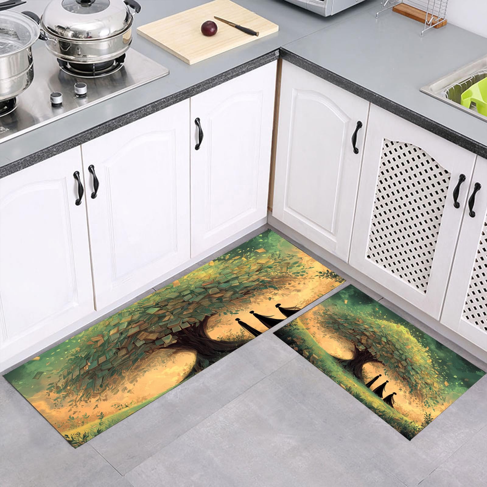 Tapis de cuisine lavable et absorbant l'eau et l'huile en lot de 2