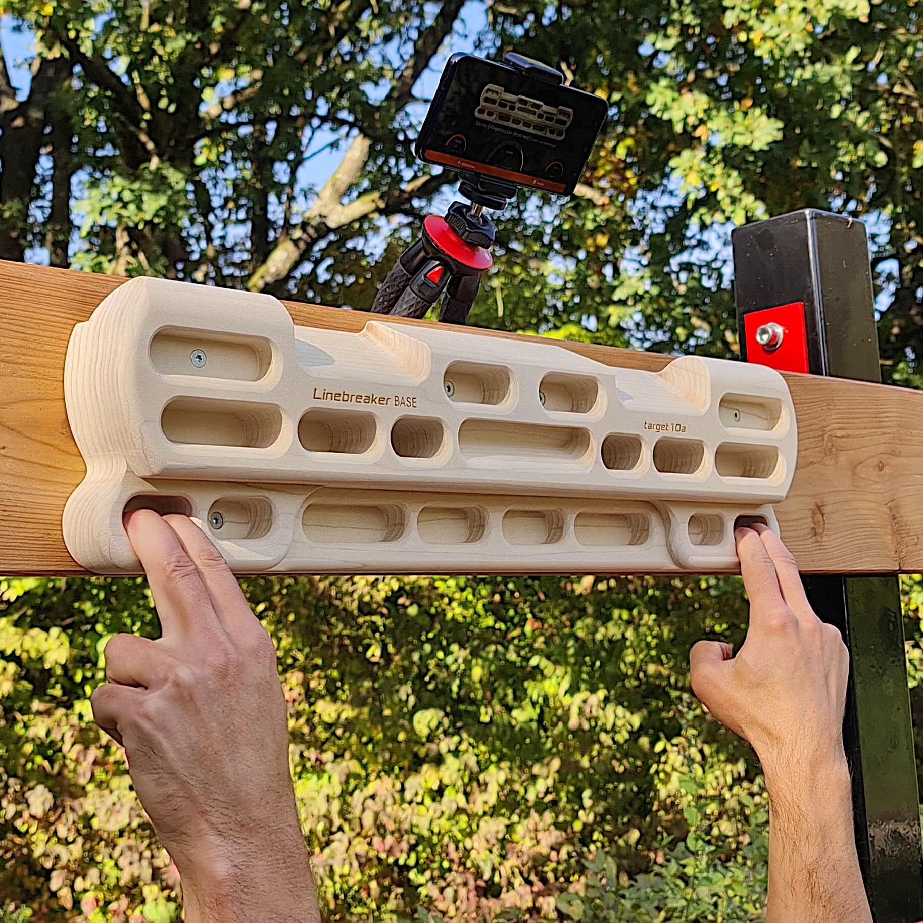 target10a Linebreaker Base – Hangboard für Einsteiger ins Kletter- & Bouldertraining | Mit App-Unterstützung | Griffkraft gezielt steigern