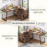 Tribesigns L-Shaped Bureau d'ordinateur avec 3 Tiroirs, bureau d'accueil en coin réversible avec étagères, 53-Inch Industrielle PC Bureau d'étude rédaction table poste de travail pour les petits Space, Marron rustique