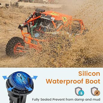 20A Aluminium SPST On/Off Rocker Switch & Waterproof Round Toggle Switch 12-24V RV with Blue LED, 3 Pin 14AWG Pre-wired Leads for Camper Marine Van Boat Trailer Motorcycle Car UTV(1Pcs)