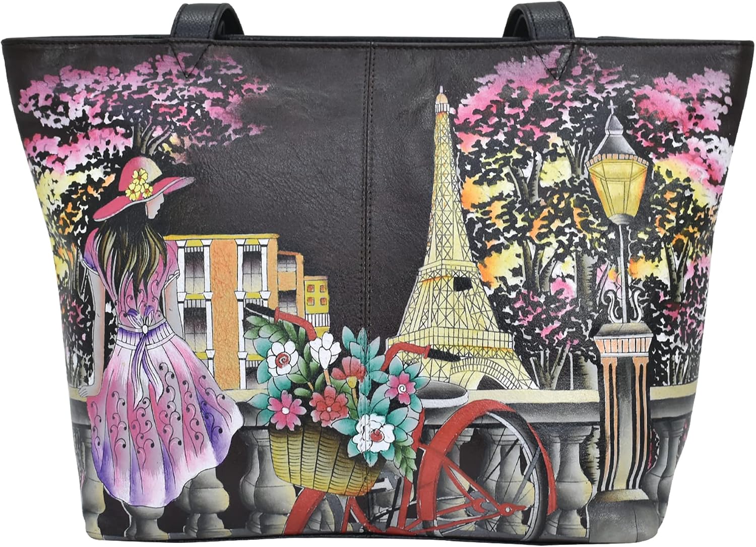 Anna By Anuschka Women's Hand-Painted Leather Medium Tote - Original Elephant Design, Turn Lock Closure - View #9
