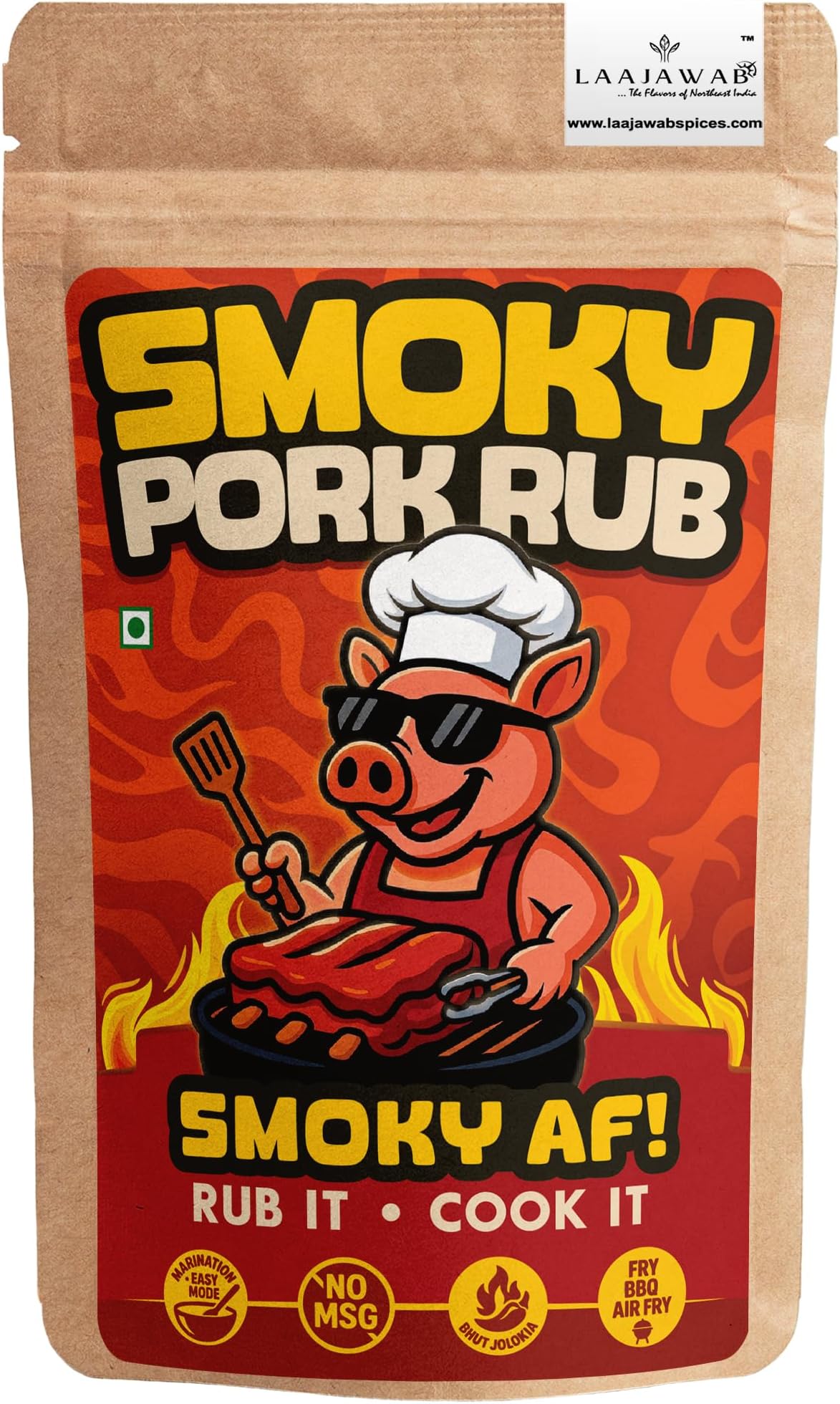 Smoky Pork Marinade Rub with Natural Smoky Flavor, Herbs & Spices | Transform regular Pork into Smoked Pork instantly, Cooks 2.5 Kg Pork | 130grams Pack