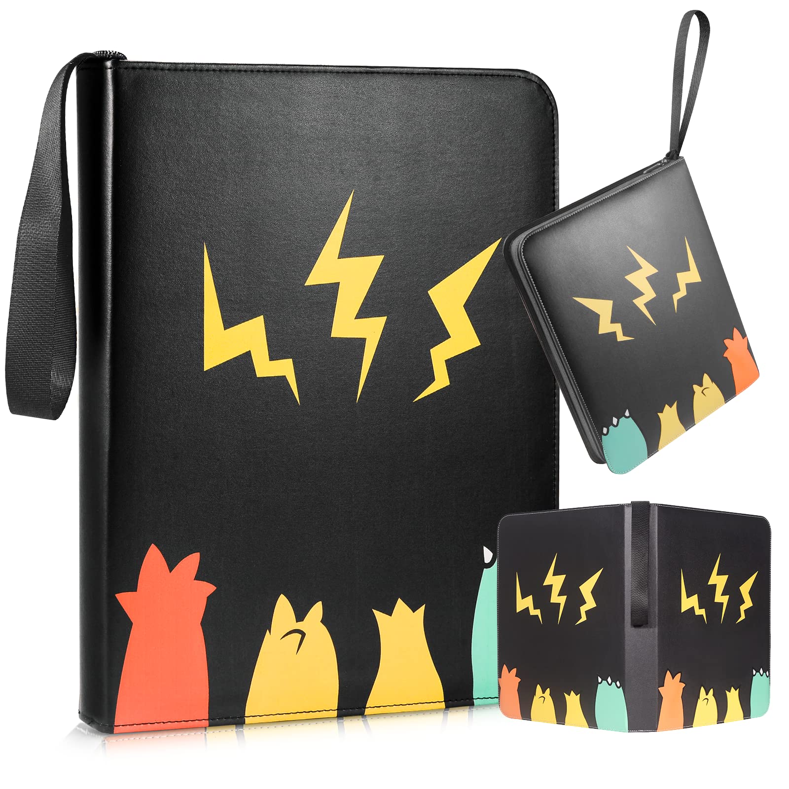 9 Pocket Card Binder for Cards with Sleeves, Binders 900 cards, Card Holder Binder Zipper Collection Gifts for Boys Girls(Black)