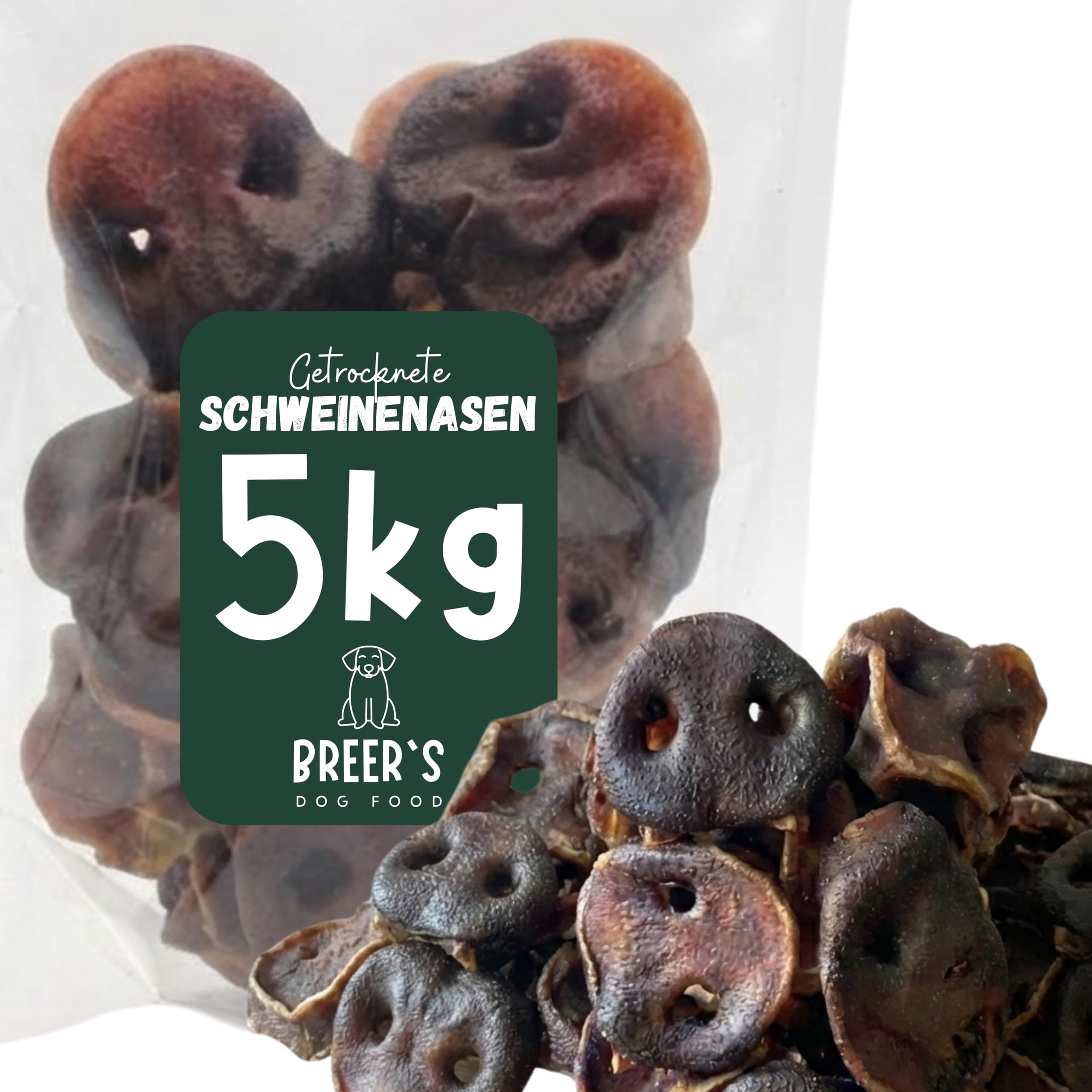 BREERs Getrocknete Schweinenasen 5 kg – Kauartikel & Hundesnack für Hunde, Zahnpflege, getreidefrei, schonend getrocknet