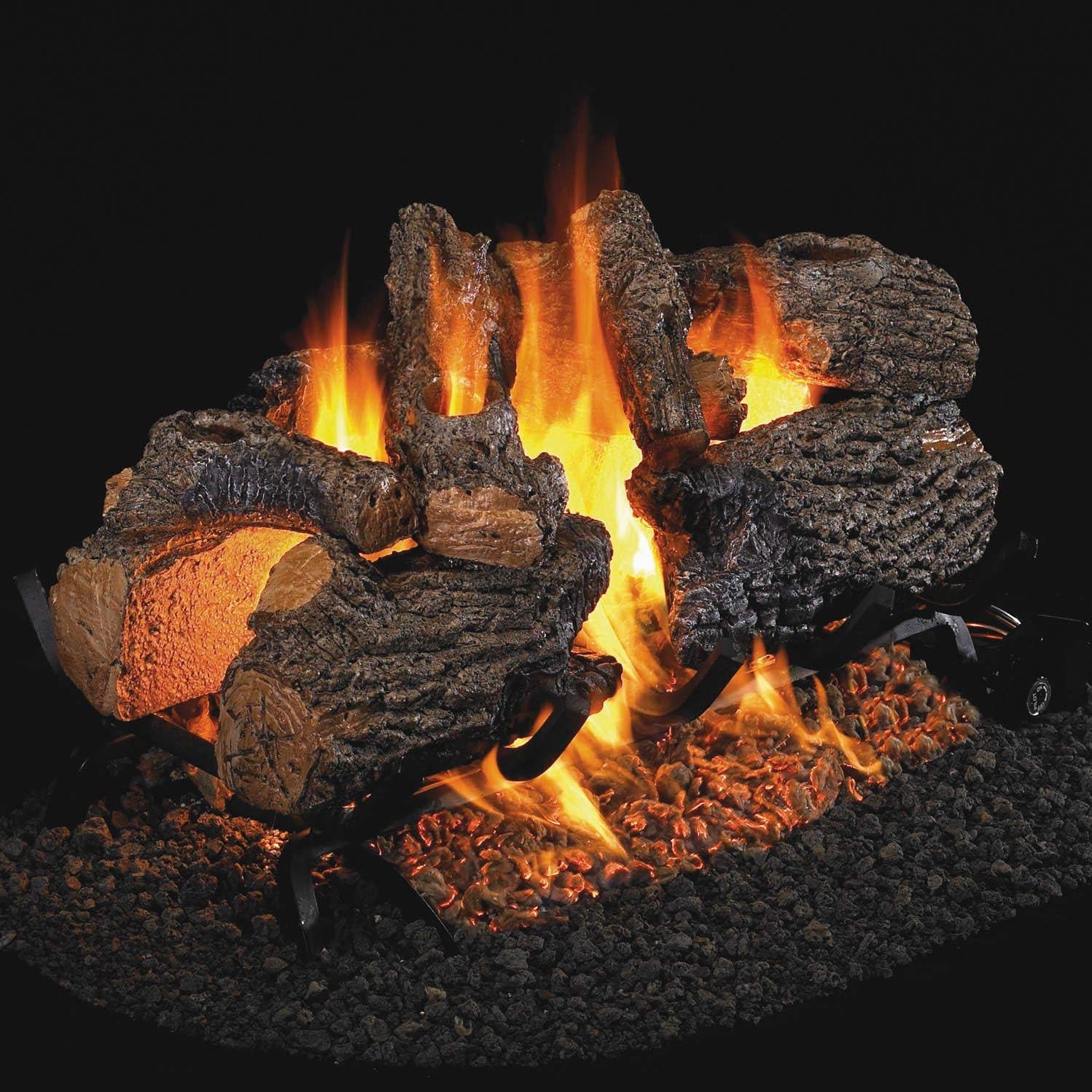 Amazon.com: Peterson Real Fyre 30-inch Charred Oak See-thru Log Set With  Vented Natural Gas G45 Burner - Match Light : Patio, Lawn u0026 Garden