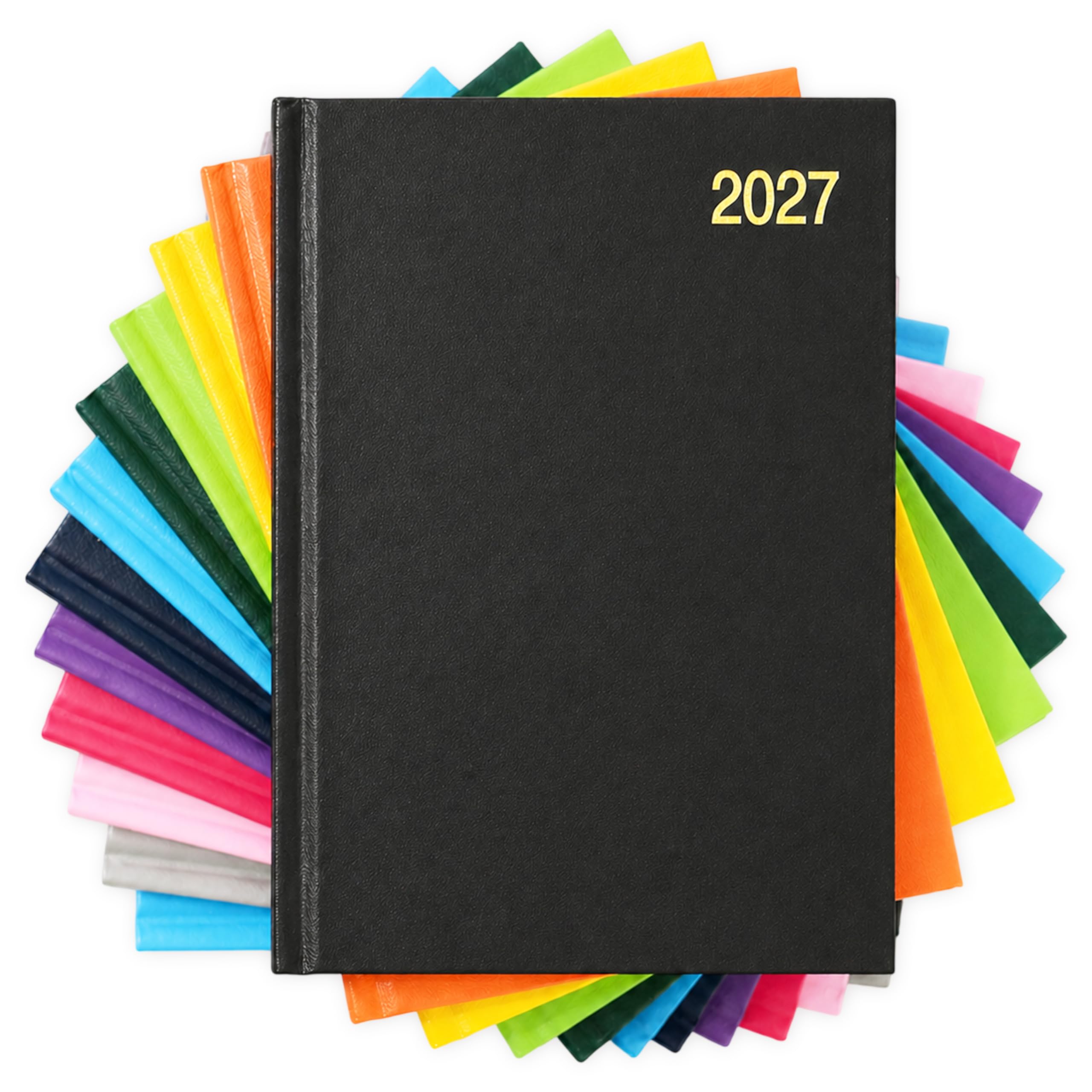evelay 2027 Page a Day Diary A6 - Small Compact Hardback Daily Planner - Pocket Size Agenda for Notes, Appointments & Goals (Black)