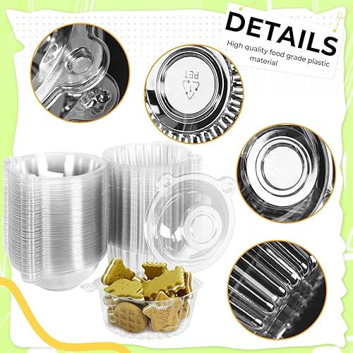 Miniatura 3 de 100 vasos individuales de plástico para cupcakes con tapa, soportes de plástico transparente para magdalenas, cajas para fiestas, bodas, Navidad,