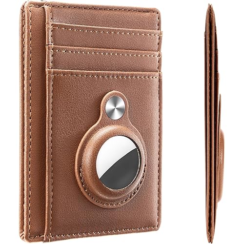 Hawanik Slim Minimalist Front Pocket Air Tag Wallet, RFID Blocking Card Holder Wallet with Airtag Holder