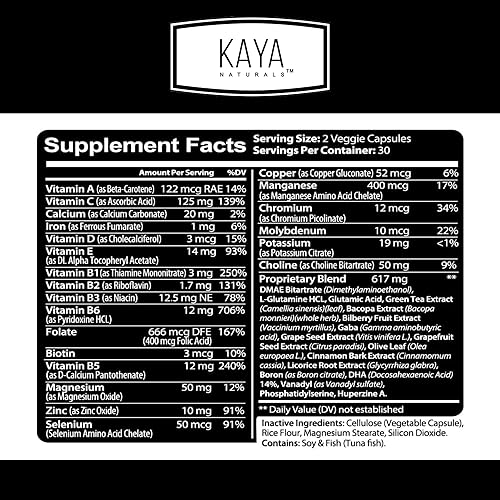 Miniatura 2 de Kaya Naturals - Potenciador cerebral nootrópico - para memoria y concentración - Suplemento de apoyo cerebral - Enfoque y concentración y precisión