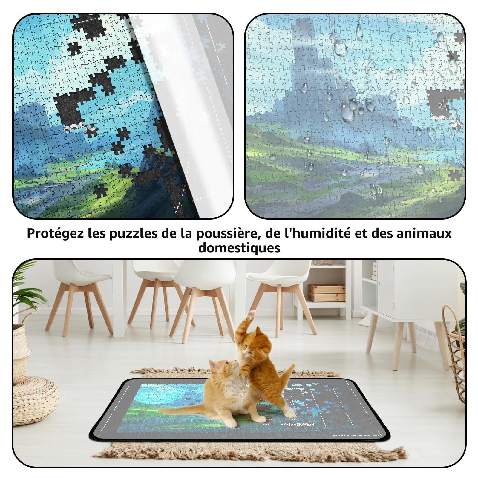 MOZOOSON Tapis Puzzle 2000 Pieces Pliable, Plateau Puzzle Portable, Surface Antidérapante, Rangement Jigsaw avec 8 Trieur