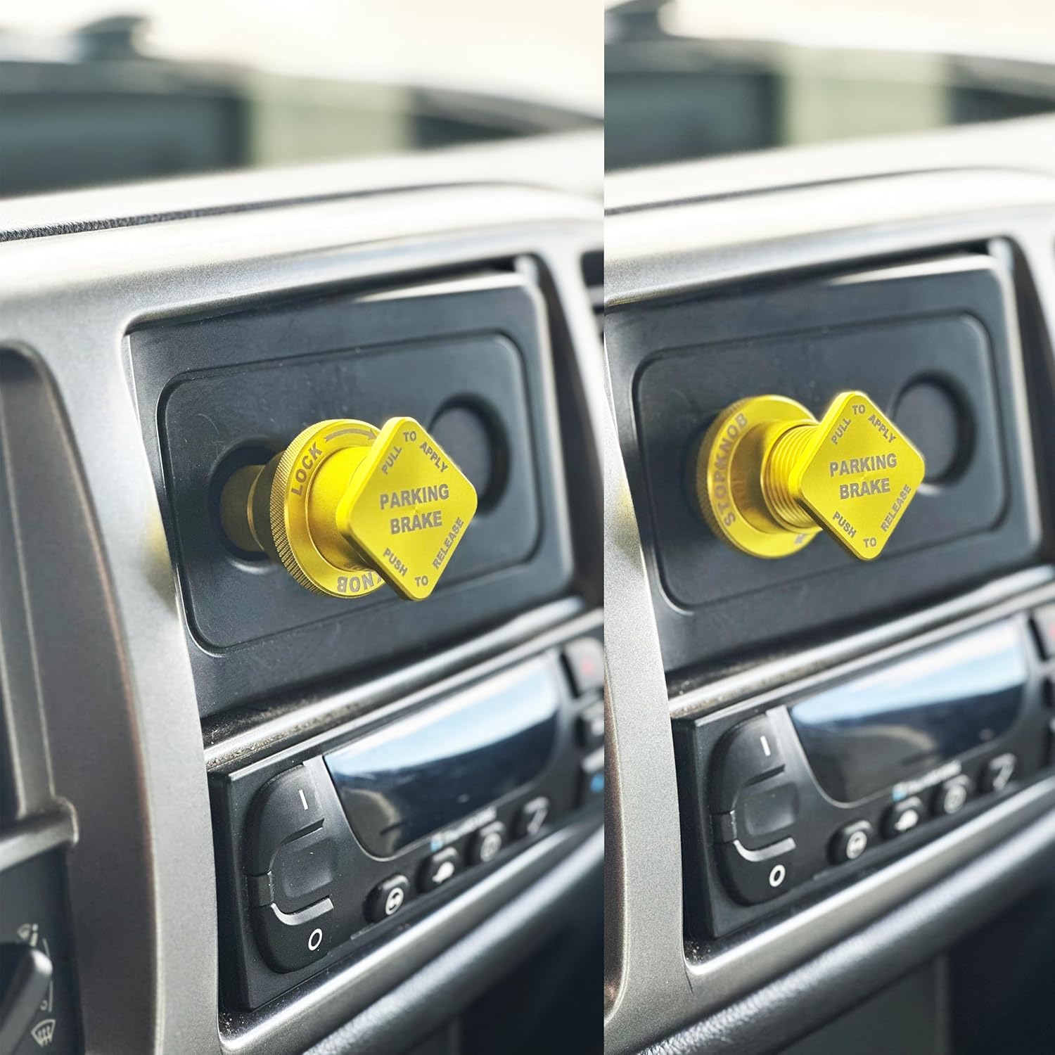 Parking Brake Safety Lock Replaces Class Super C Motorhomes & Commercial Vehicles Yellow Air Brake Knob, Prevents Accidental Parking Brake Release, Pets, Kids, Service or Cleaning