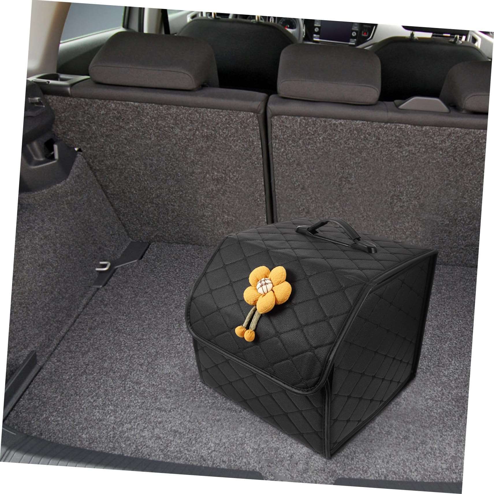 Organisateur de Coffre pour Voiture en Similicuir Noir Grosse Capacité | Rangement Facile à Organiser, Entretien Simple, Style Adorable et Charmant