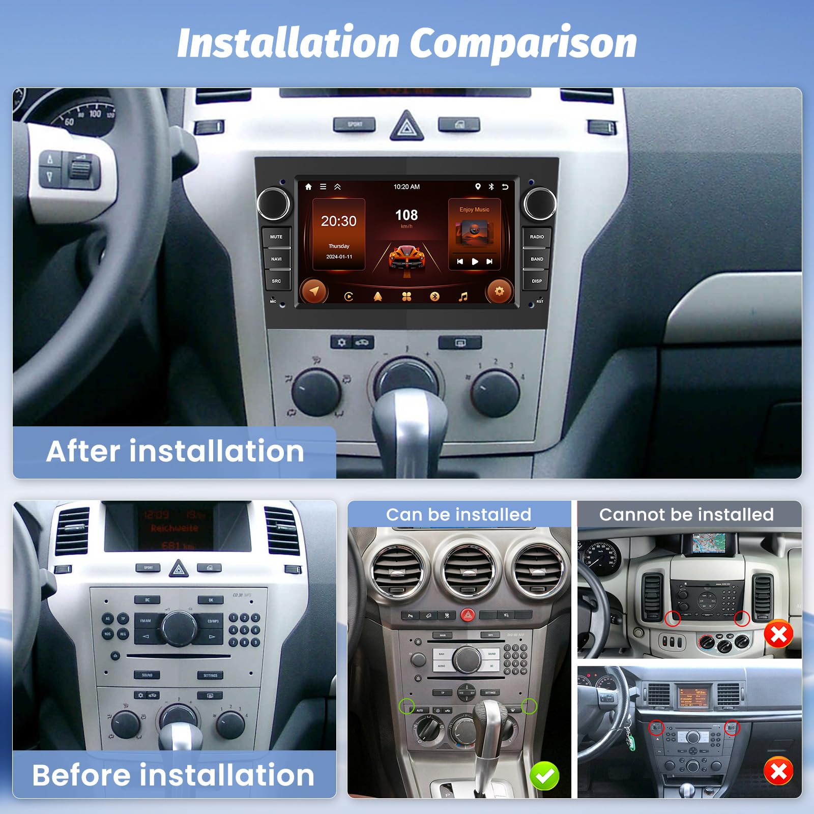 [2G+64G] Hikity Autoradio Navi Für Opel Antara Corsa Meriva Astra Vivaro Combo Android Wireless Carplay 7 Zoll Bildschirm Radio mit Android Auto GPS WiFi Rückfahrkamera FM RDS DSP MIC