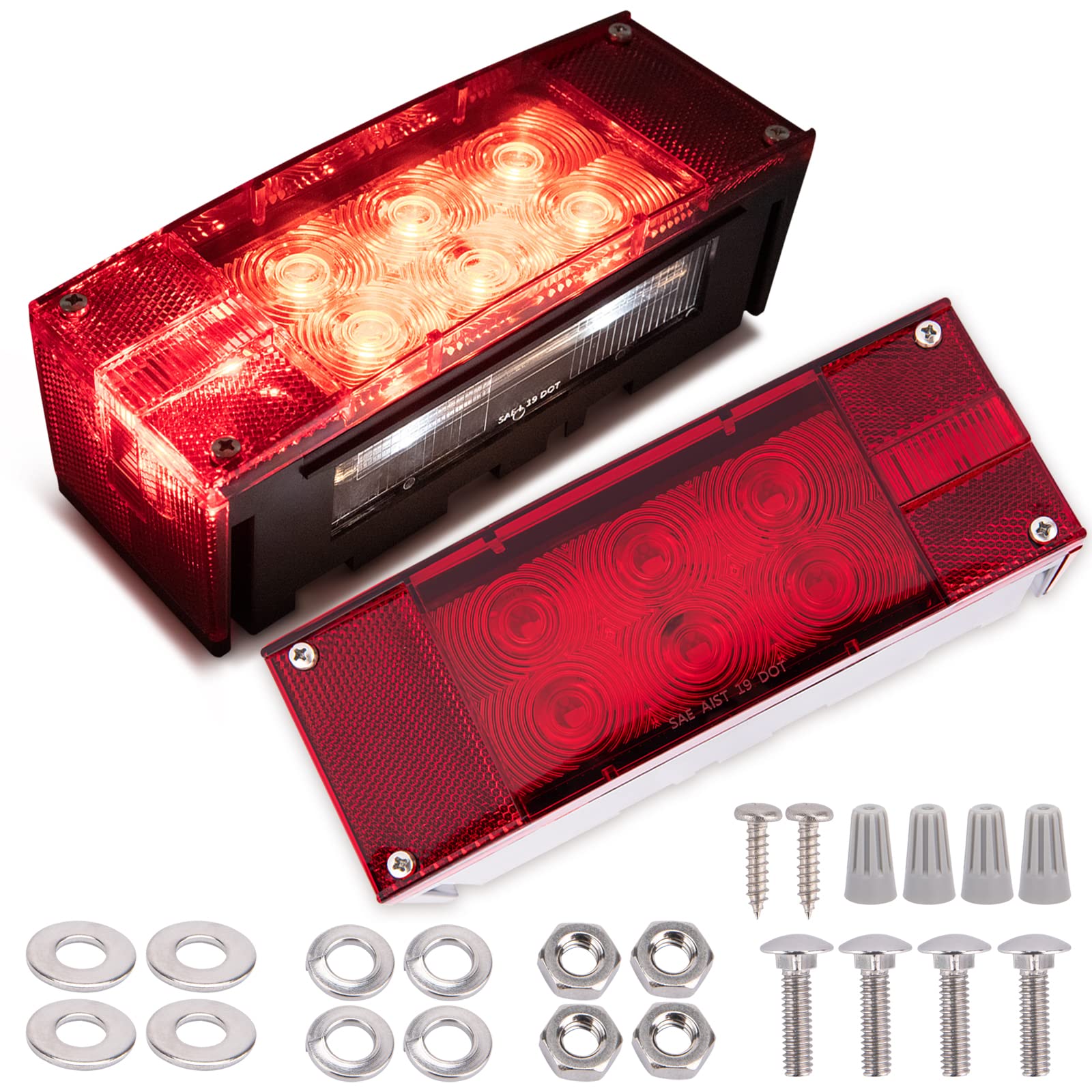 JOHAHTANG Submersible Low Profile Rectangular Trailer Lights