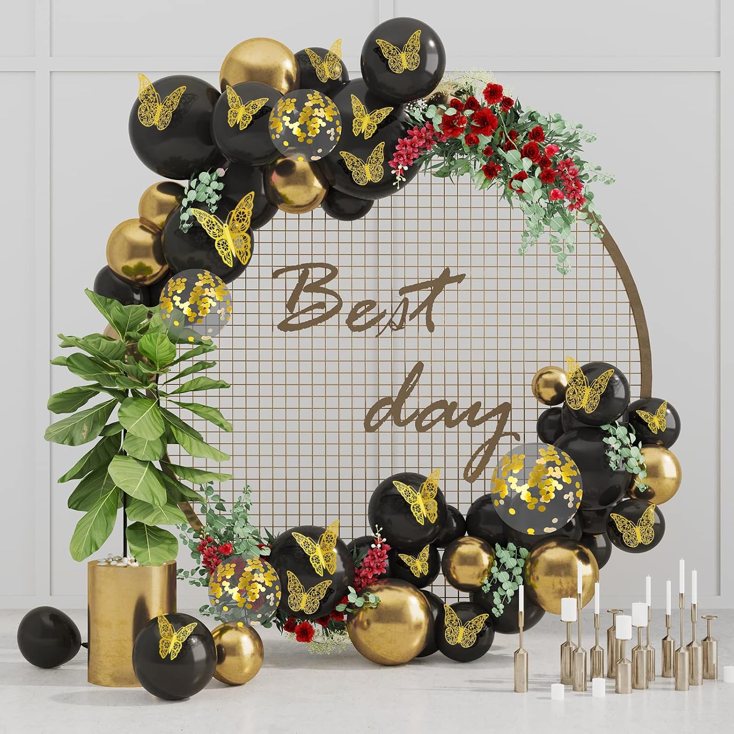 SAOROPEB 3D Butterfly Wall Decor, 24Pcs 3 Sizes 2 Styles, Removable Wall Srickers Butterfly Wall Decals Room Deccor for Party Decoration Kids Bedroom Nursery Classroom Wedding Decor DIY Gift (Gold)