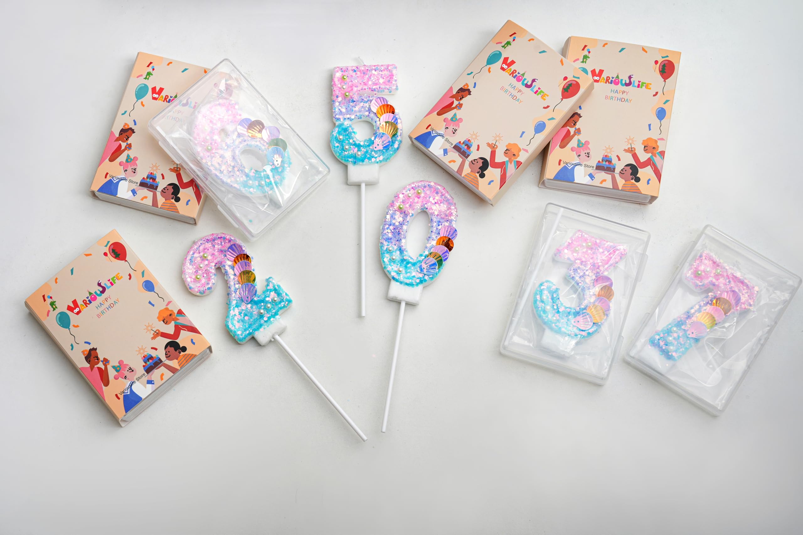 Vela de primer cumpleaños para niña – Sirena número 1 velas decoración de pastel para fiesta bajo el mar – Vela brillante con perlas y conchas – Variouslife
