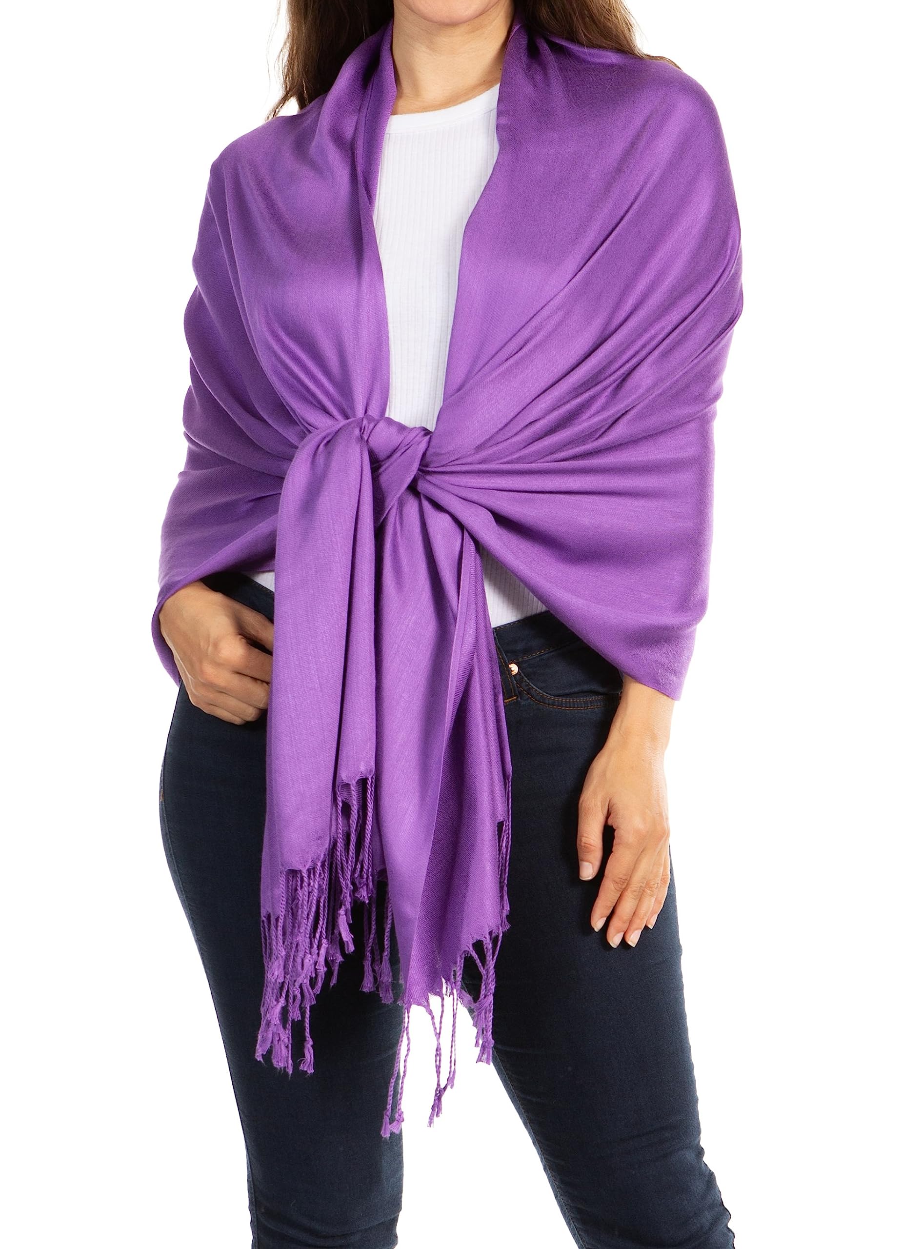 Sakkas Women's Purple 78" X 28" Rayon From Bamboo Soft Solid Pashmina Feel Shawl/Wrap/Stole