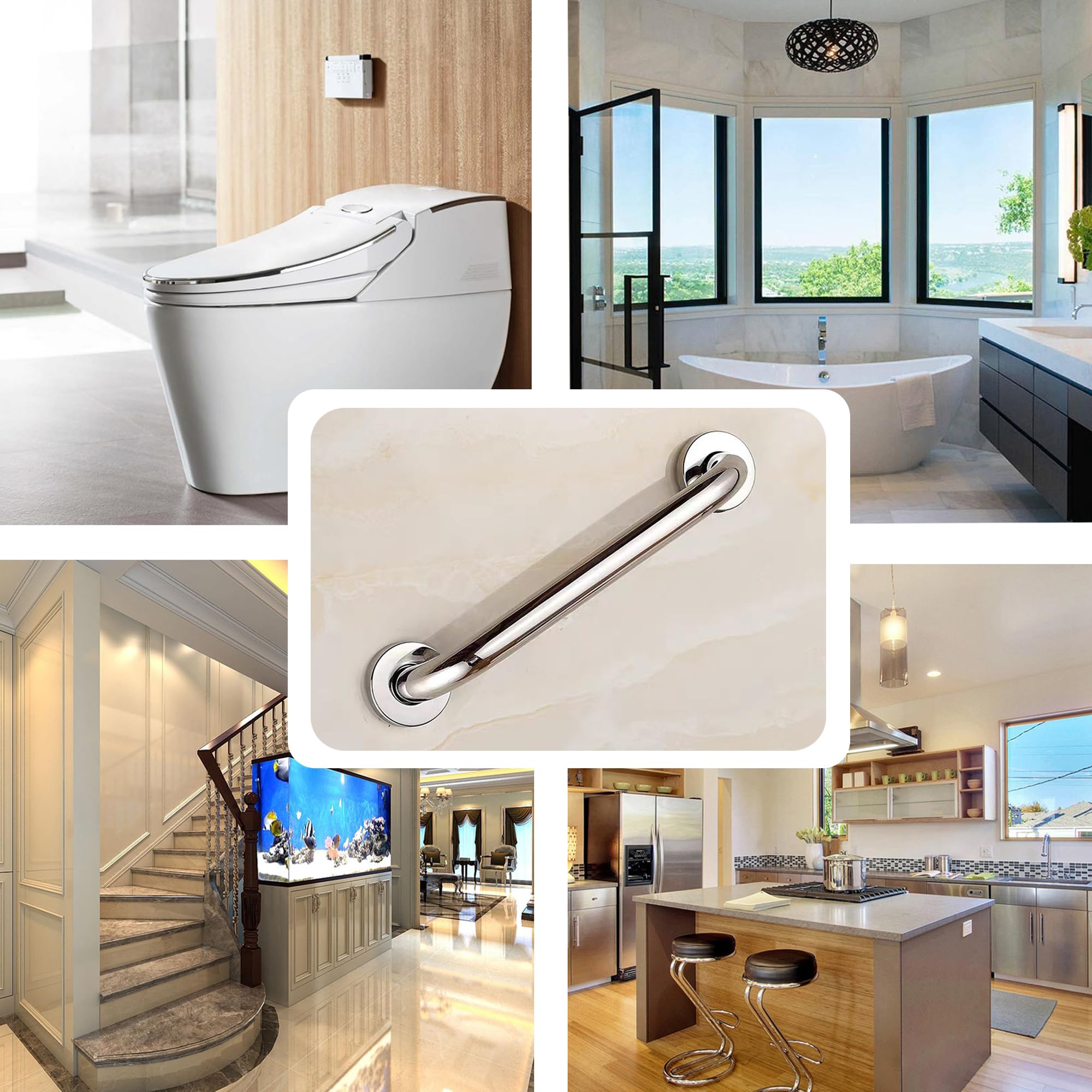 Barra di Sostegno per Bagno, 50 cm Maniglia per Bagno in Acciaio Inox 304,Maniglia di Sicurezza, Maniglia Ausiliaria per Cucina, Camera da Letto,Vasca da Bagno, Doccia
