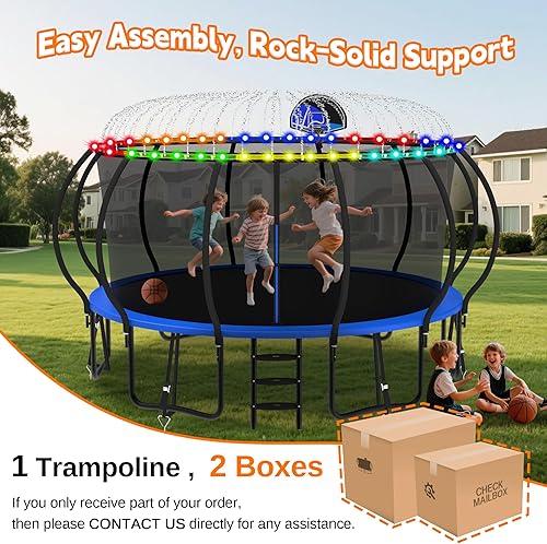 Miniatura 8 de DeepRoar Tranpoline - Tranpoline de calabaza de 81012141516 pies para niños, tranpolinas resistentes al aire libre con aro de baloncesto, red de