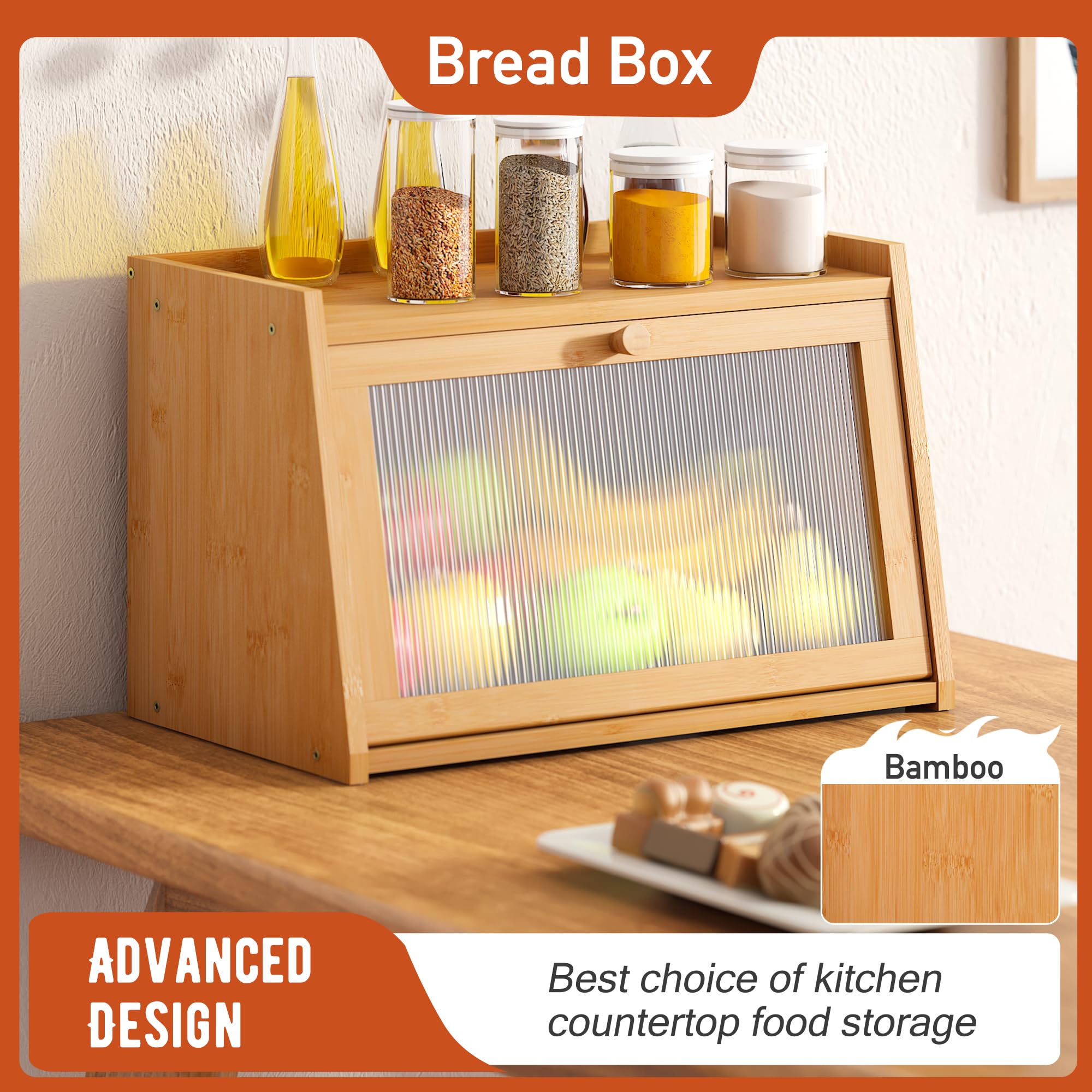 Bamboo Bread Box - Fresh Bread Storage -2 Bamboo Bread Box - Fresh Bread Storage -2