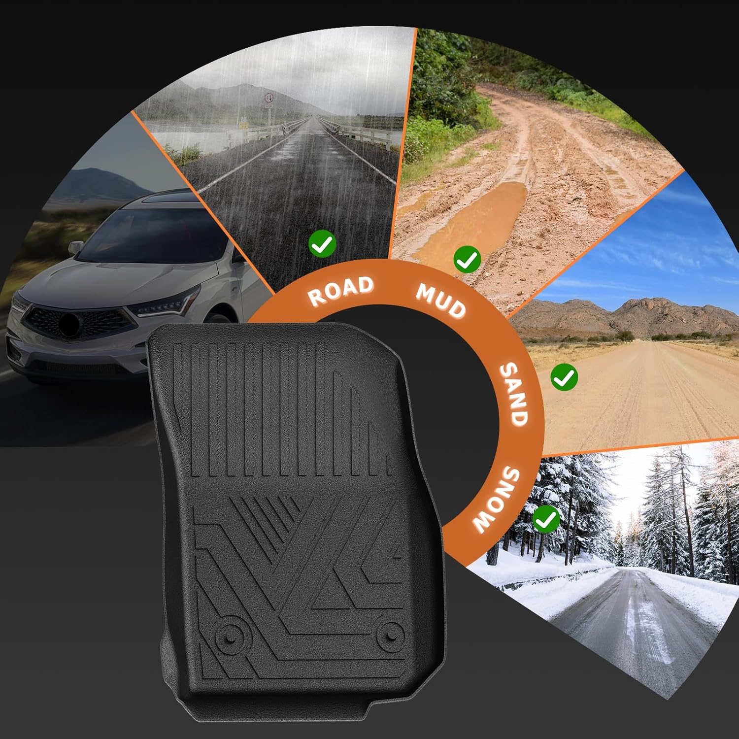 Floor Mats & Cargo Liner Custom Fit for Cadillac XT4 2019-2025 All Weather Protection Odorless Anti-Slip TPE Rubber Floor Mats Full Set Automotive Cadillac XT4 Accessories, Black - Image 6