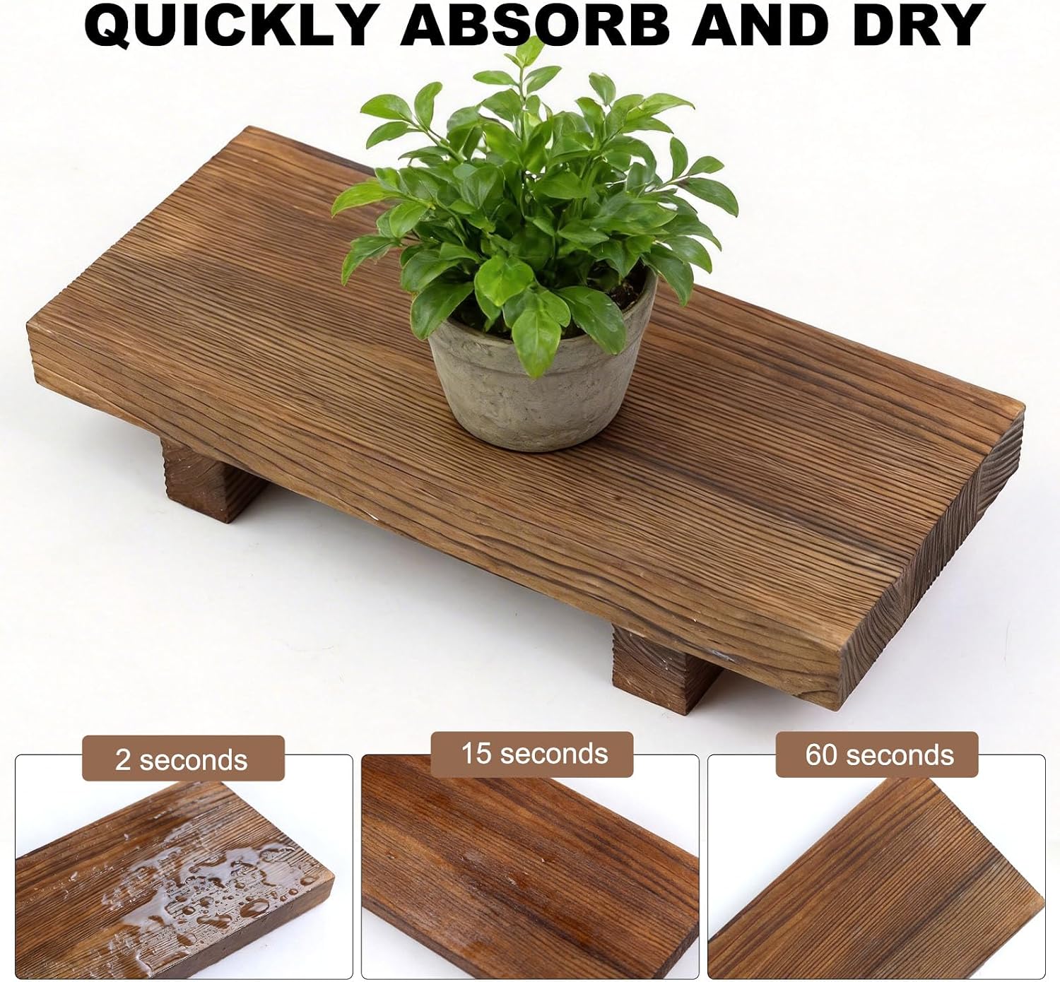 Klunk Wooden Risers for Display, Bathroom Kitchen Counter Decor, Set of 3 | Solid pine wood risers with rustic finish and raised feet for bathroom, kitchen, perfume, plants and countertop decor.