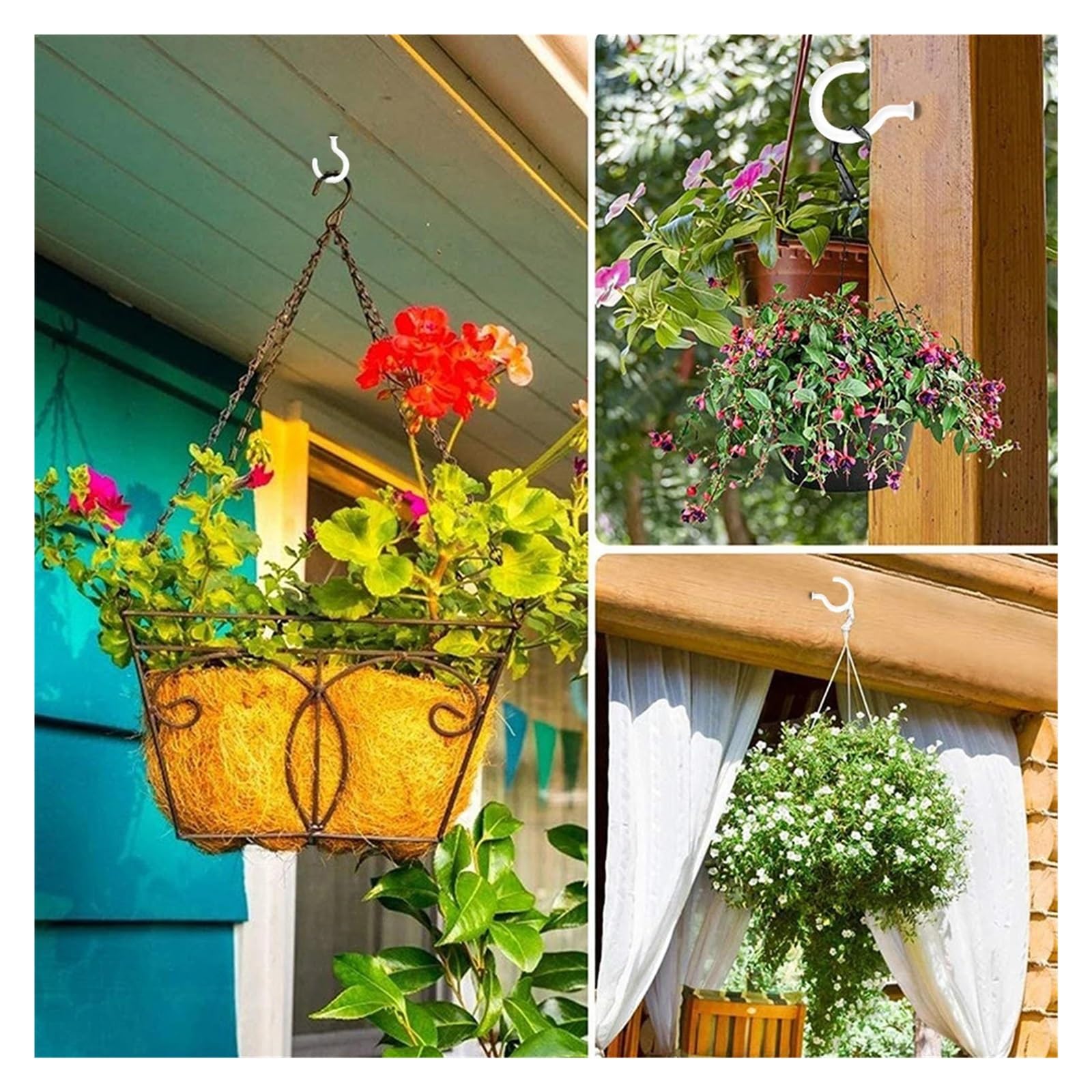 Crochets de Tasse Vis 10 Pièces à Plafond Suspendus Crochet Visser Robuste Adapté aux Fournitures Maison Garage Intérieur Extérieur(White)
