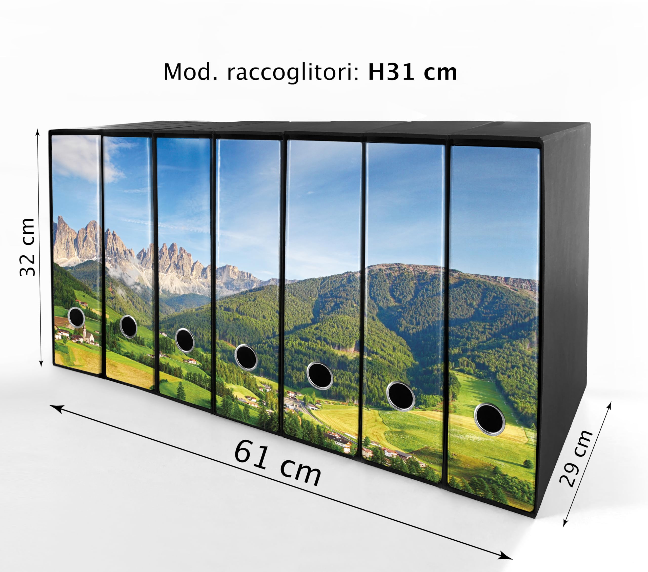 Set da 7 raccoglitori ad anelli SCENARIO ALPINO - Faldoni SHAREPRINTING (H31 con 4 anelli)