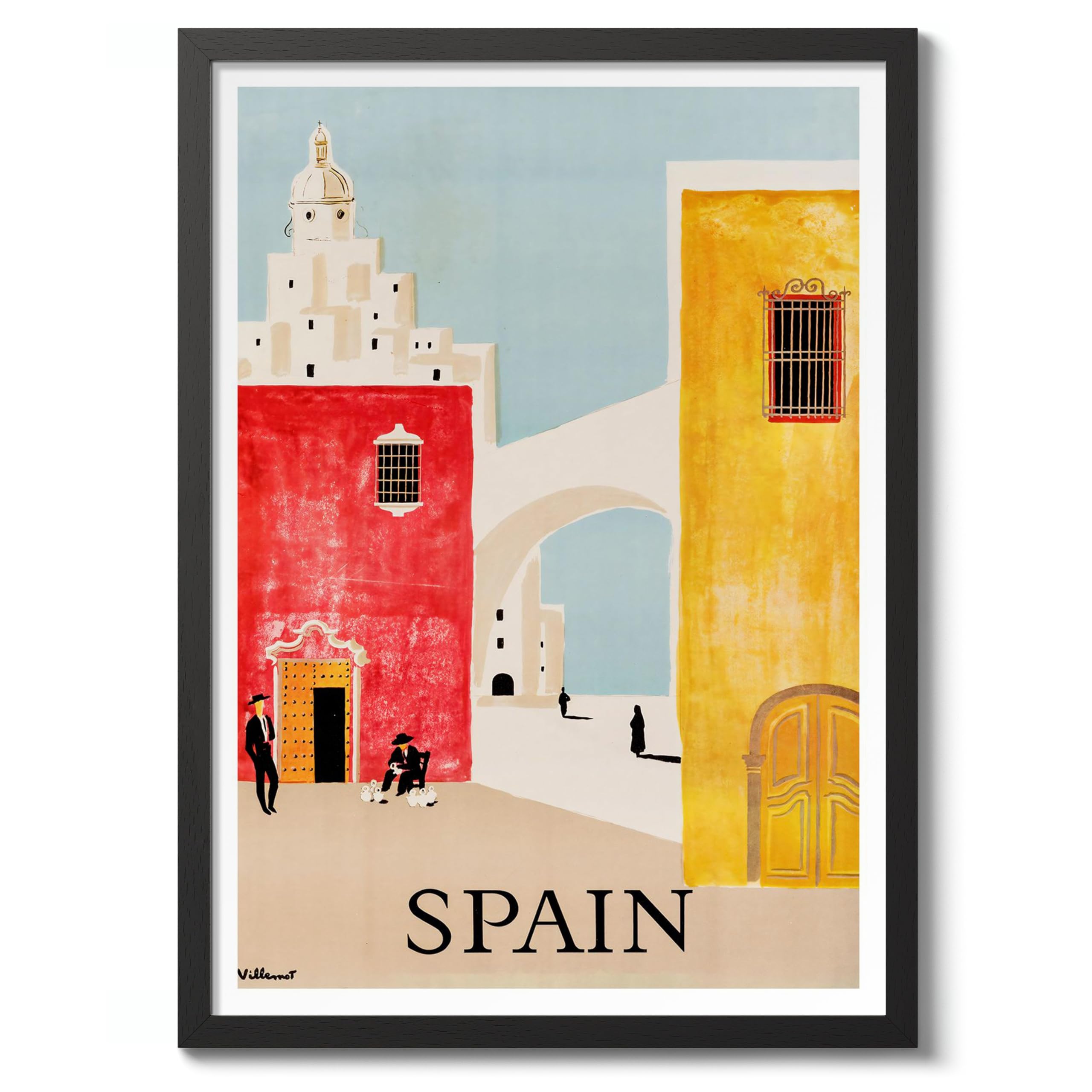 Spain Travel Poster, Retro Spain Tourism Print, Decoration Wall Art Seville Landmark Bedroom Decor, A2 (Black Frame) - 62.5x45.1cm — image 1