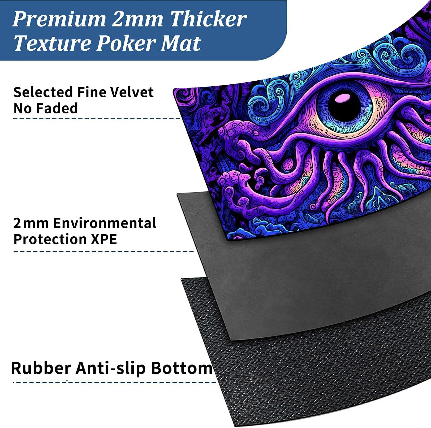 for MTG Playmat with Zones 24"x14" - Non-Slip Rubber Base,Stitched Edge,Storage Bag,for TCG Card Game Playmat,Magic Mat,Mouse Pad,for Magic The Gathering,Board Game,Cute Funny Eye Purple image 5