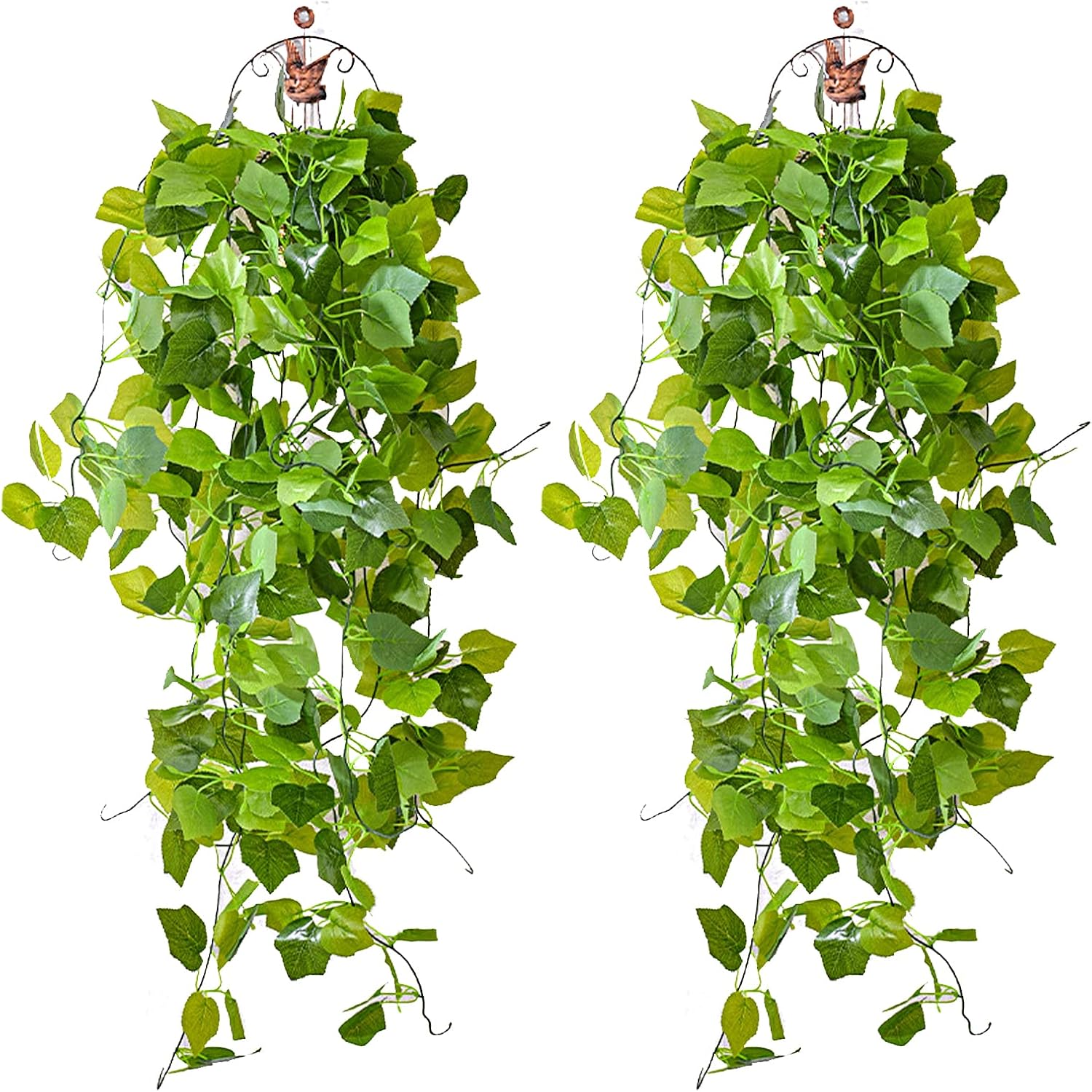 2Pack Grape Leaves Artificial Hanging Plants, 3.44ft Fake