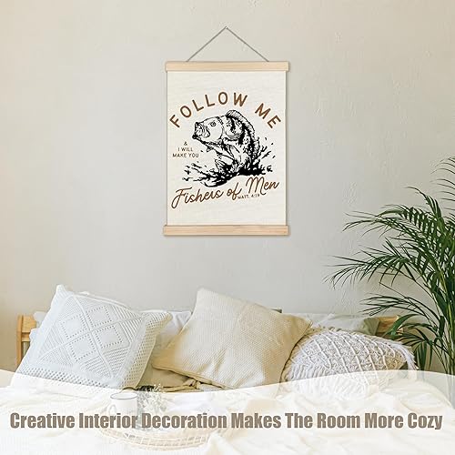 Miniatura 7 de WUCHJ Fishers of Men - Póster de arte de pared cristiano, decoración de pared cristiana, versículo bíblico de peces retro, escrituras religiosas,