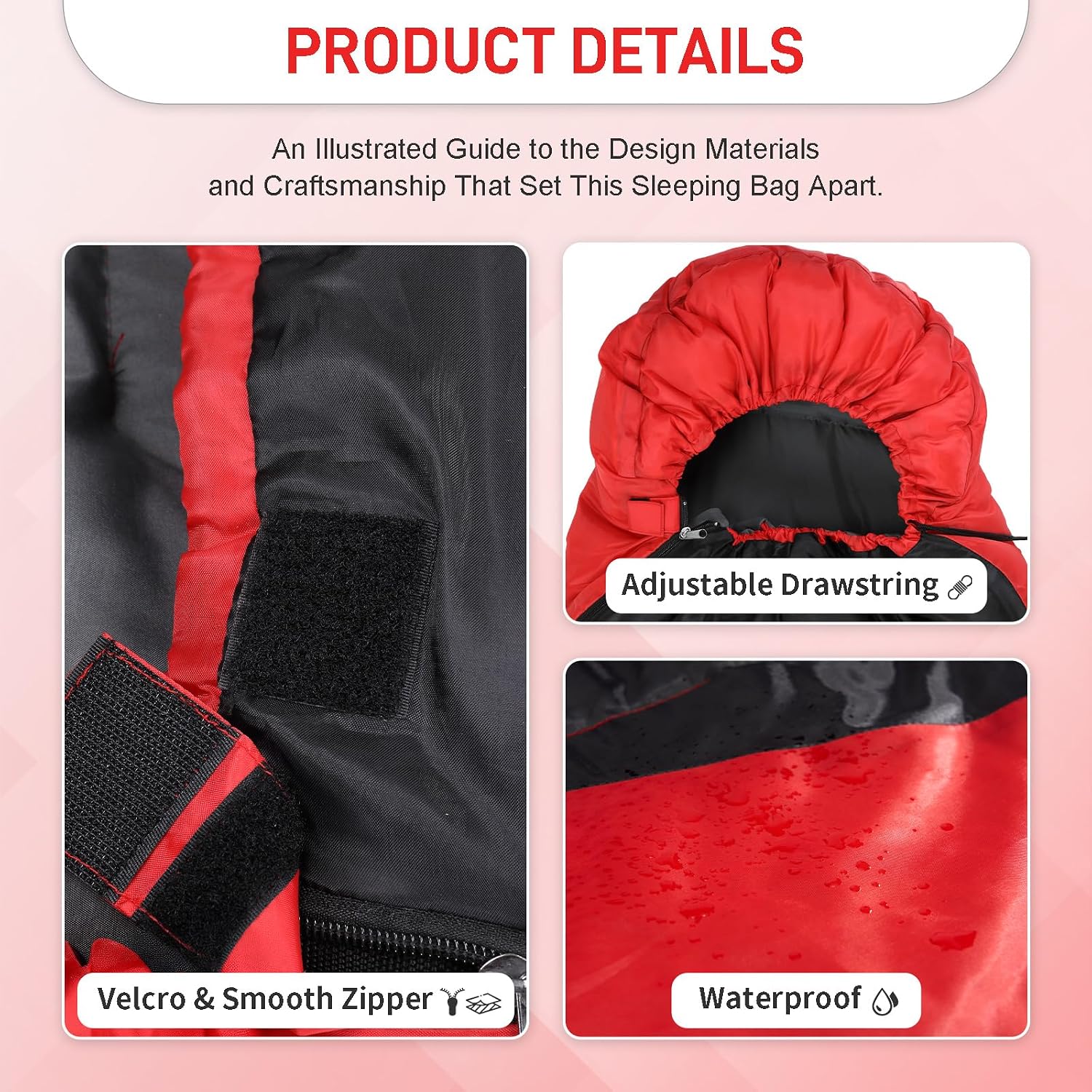 Outvita Camping Sleeping Bag, Cold Weather & Warm for Adults Big and Tall, Lightweight, Waterproof, Backpacking, Camping Gear Equipment for Traveling,Hiking,Hotel,Outdoor & Indoor