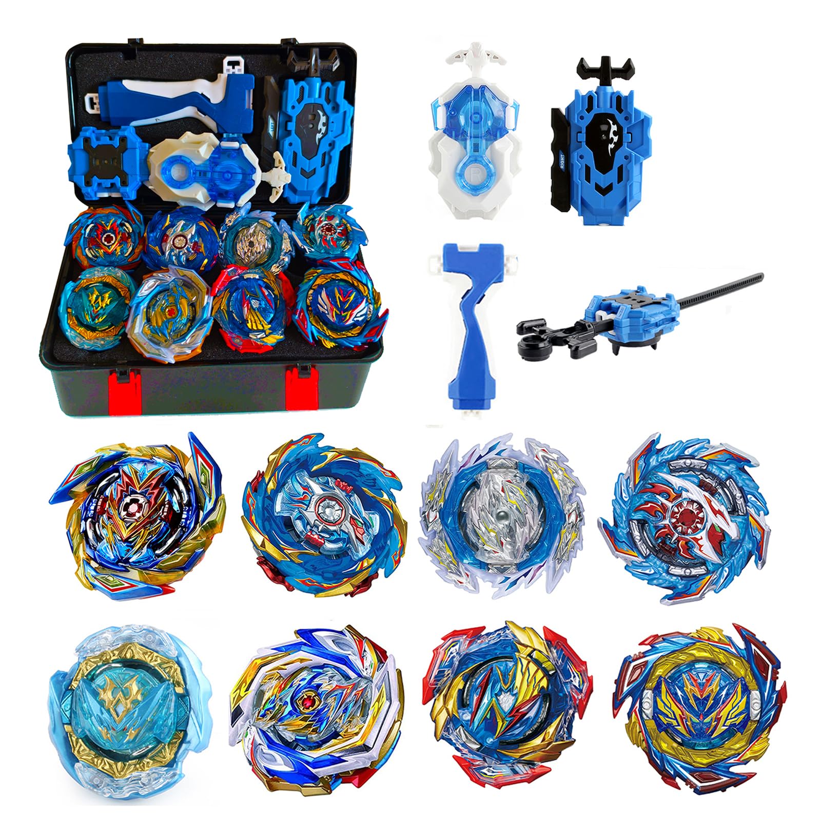 8pcs Gyros Turbo Set, Gyros Kreisel Set,4D Spielzeug Geschenk + Launcher Mit Box Set,LAN