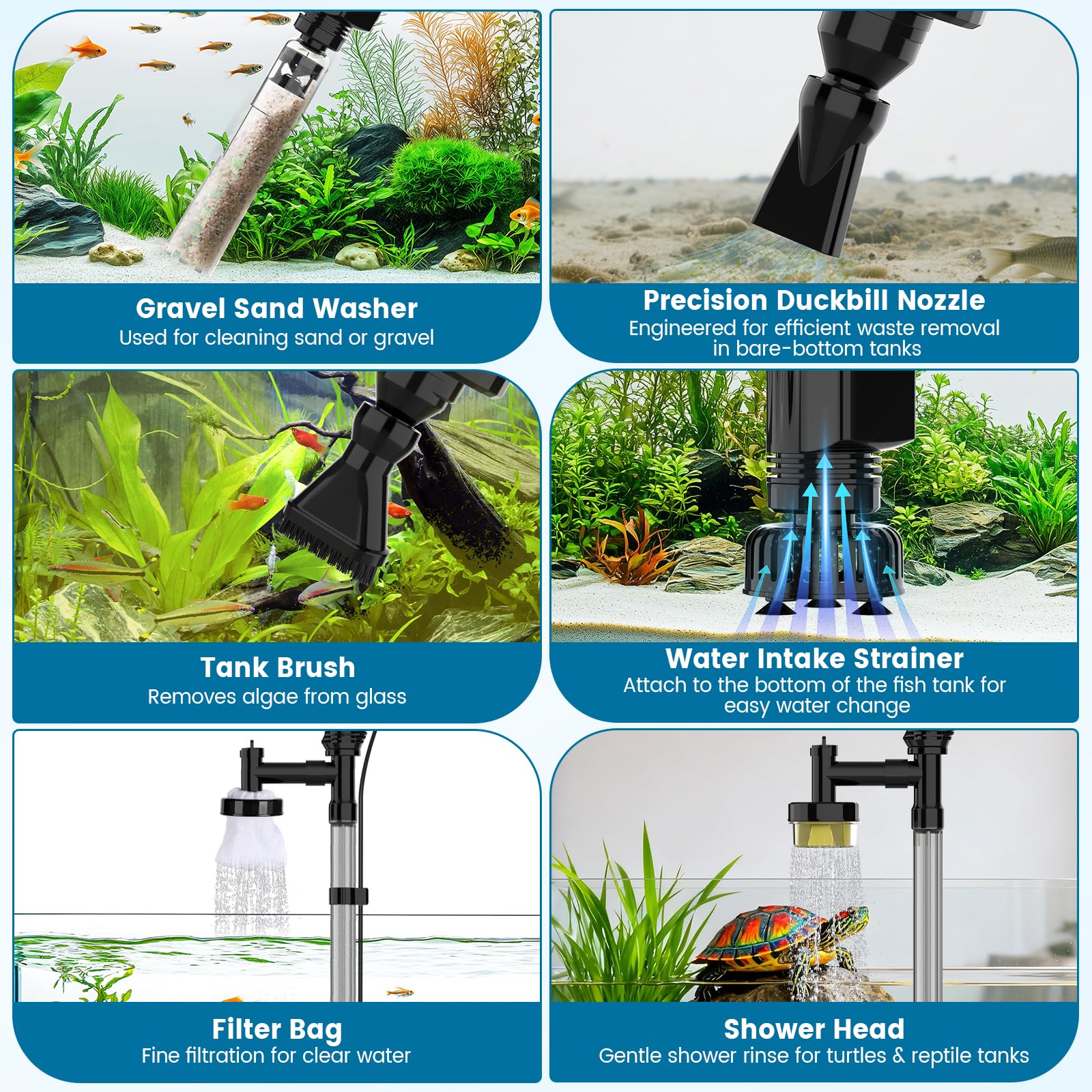 AQQA Limpiador de grava para acuario (20 W)