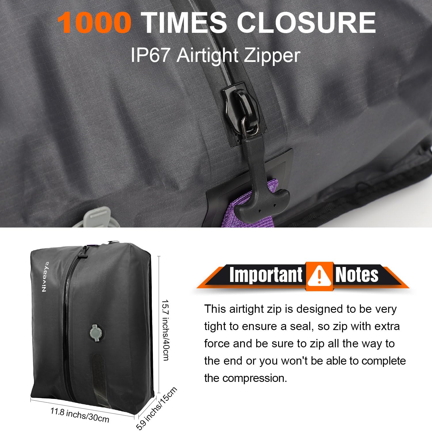 Niveaya Vacuum Bags for Travel with Wireless Pump, Reusable Compression Storage Bags for Suitcases & Closet, Space Saver, Waterproof & Durable