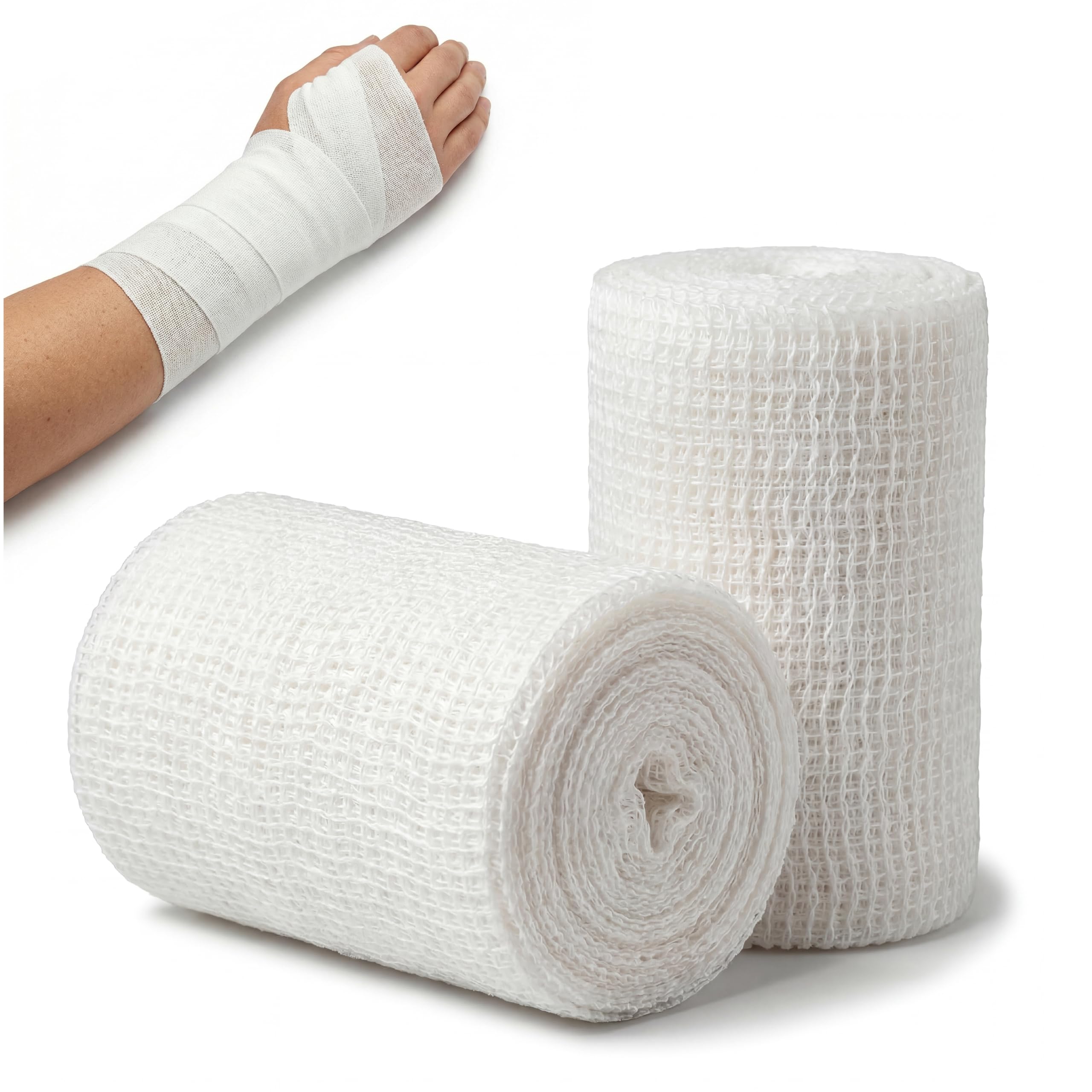 KMINA Benda Elastica per Fasciatura 5 cm x 4 m, Senza Lattice (240 pz) | Viscosa e Poliammide Traspiranti, Allungamento del 100%, Fissaggio Medicazioni, Uso Clinico, 12 Scatole da 20, Bianca