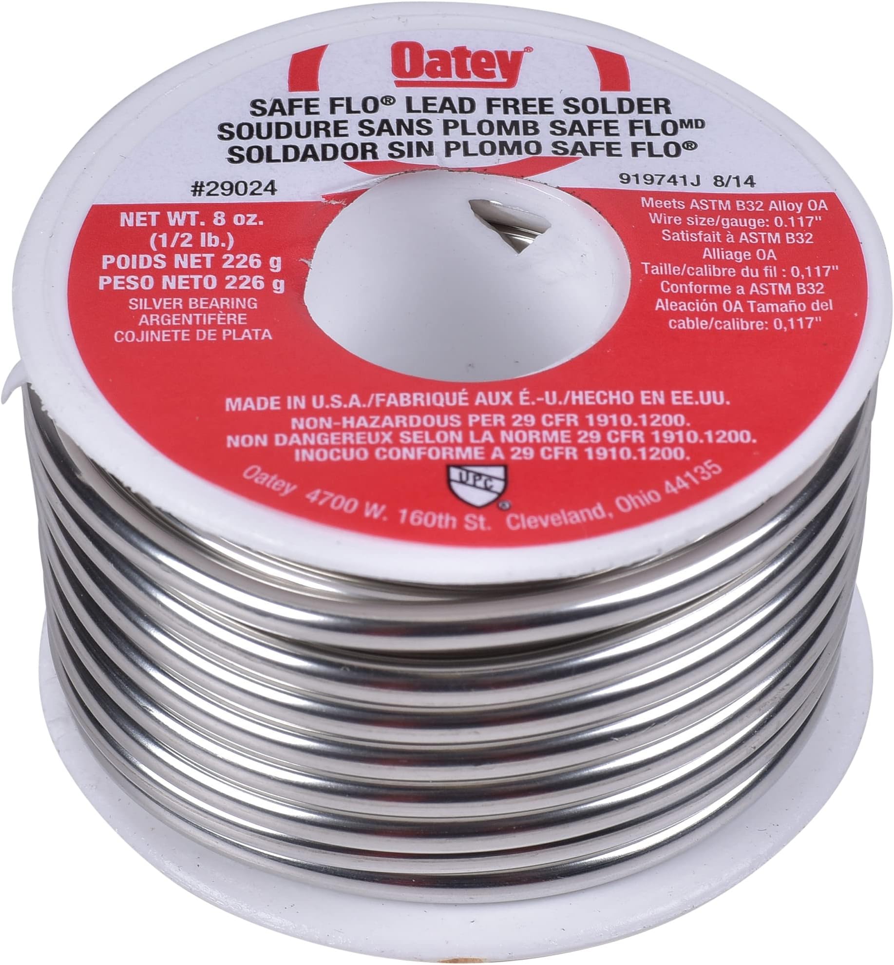 Oatey 29024 Safe Flo 0.117-Inch ga. Bulk, Silver, 1/2 lb.