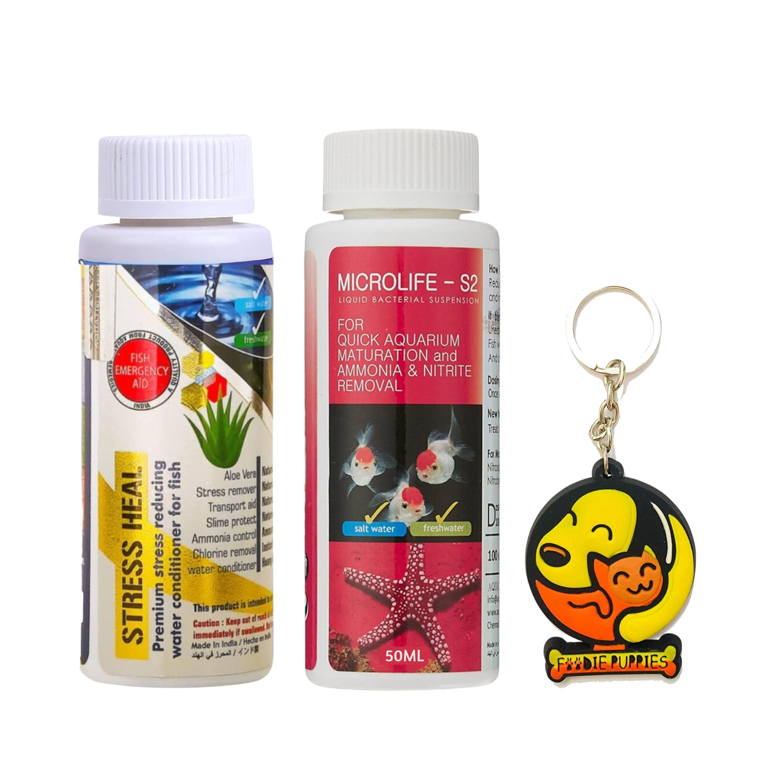 Foodie Puppies Aquatic Remedies 2 in 1 Aquarium Medicine Combo - (Microlife + Stress Heal, 50ml Each) | Anti-Bacterial Effective Fish Skin Treatment for Fresh Water with Free Key Ring (B0CYX6DTX1) Amazon Price History, Amazon Price Tracker