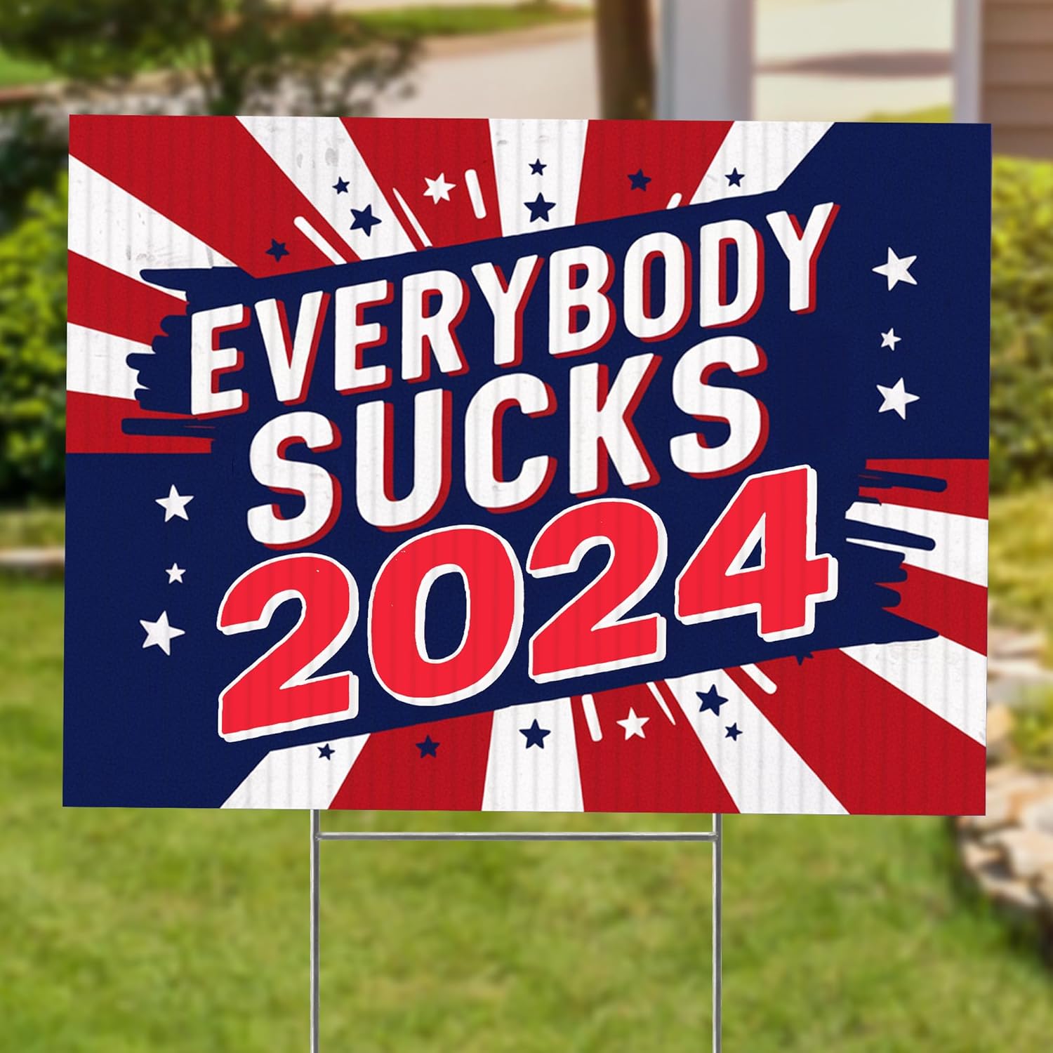 24"x18" Double Sided Funny Political Yard Signs with Stakes, Everybody Sucks 2024 Yard Sign, Funny Presidential Yard Signs (D 3)