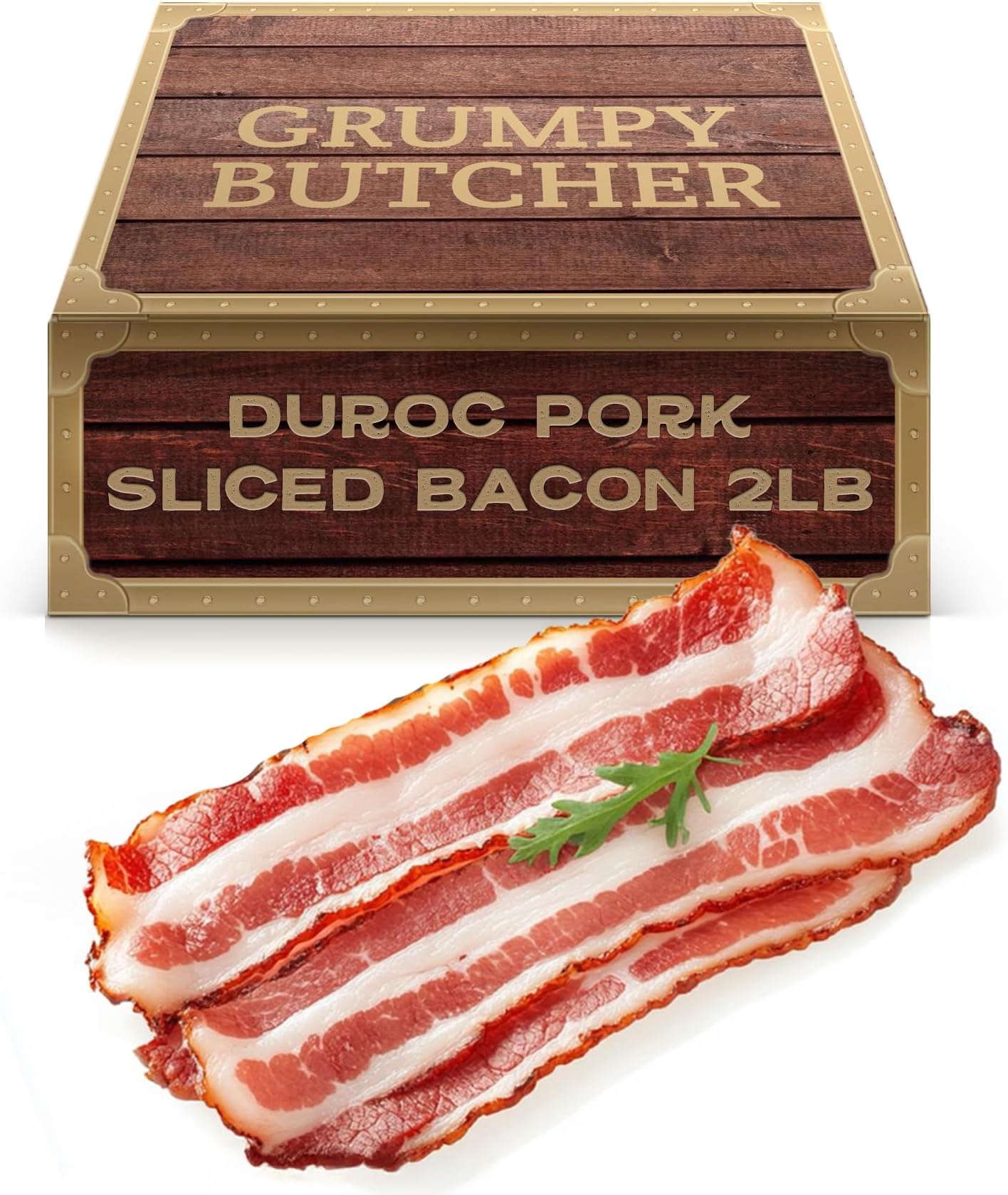 Grumpy Butcher Thick-Cut Hickory Smoked Bacon – 2 x 1 lb Heritage Duroc Pork Belly, Premium Gourmet Smoked Pork – Frozen, Vacuum-Sealed | Breakfast, Brunch, BBQ, Burgers & Meat Gift Baskets