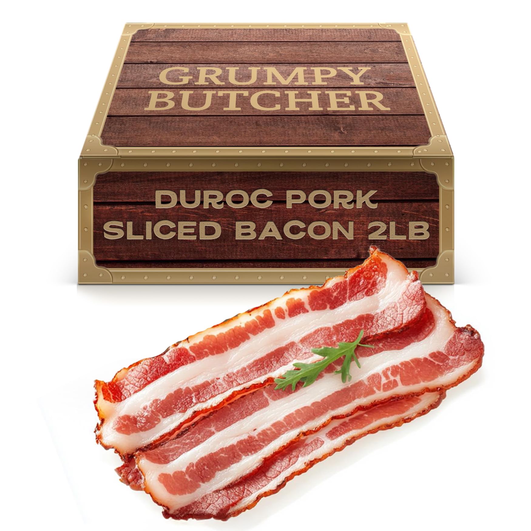 Grumpy Butcher Thick-Cut Hickory Smoked Bacon – 2 x 1 lb Heritage Duroc Pork Belly, Premium Gourmet Smoked Pork – Frozen, Vacuum-Sealed | Breakfast, Brunch, BBQ, Burgers & Meat Gift Baskets