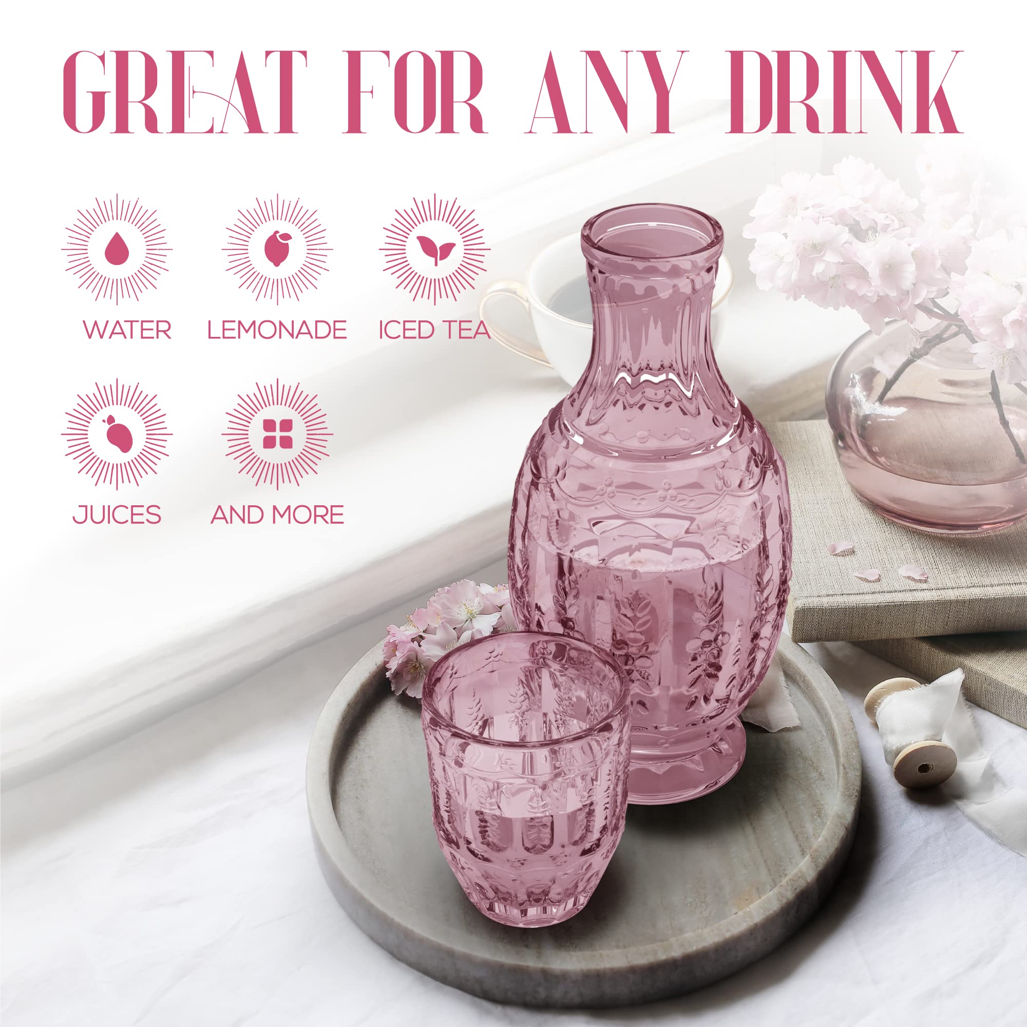 ジャムポット　ピンクガラス　1870年代　英国 ヴィンテージ　s0131 Amazon.co.jp: Elle Décor 310123PK ヴィンテージガラスカラフェセット