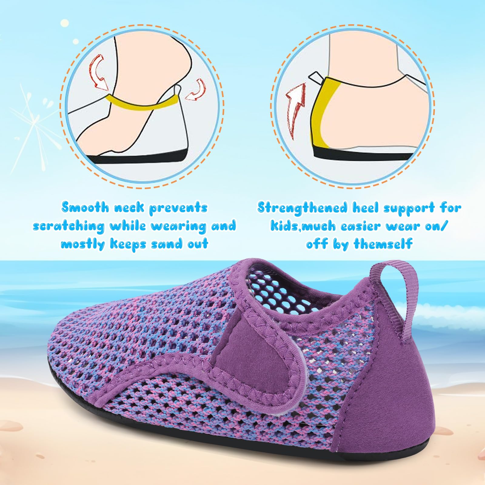 Besroad Scarpe da acqua per bambini Ragazze Ragazzi Quick Dry Aqua Socks A piedi nudi antiscivolo Spiaggia Nuoto Surf Scarpe
