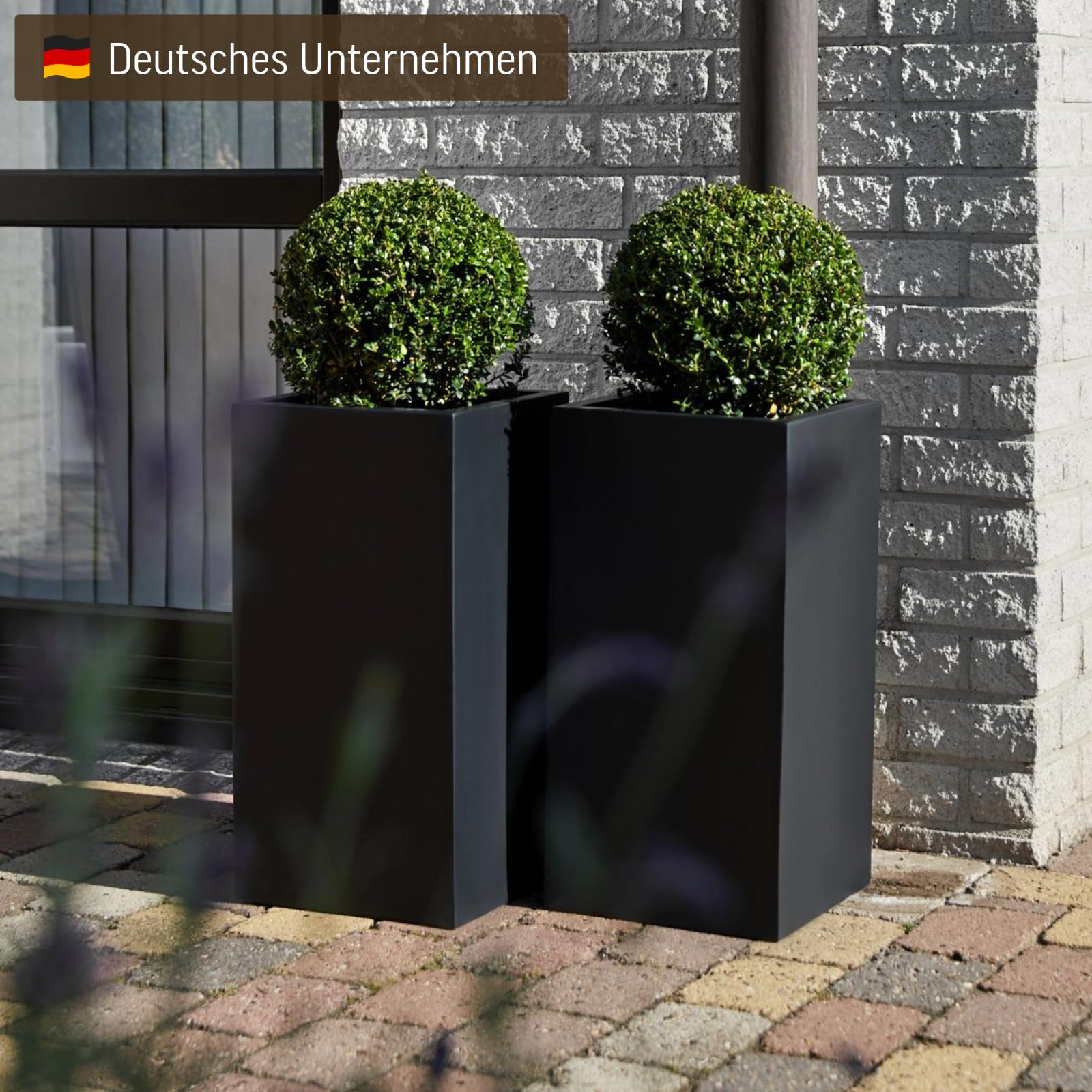 VIVANNO Pflanzkübel Blumenkübel Übertopf Säule Fiberglas Anthrazit Block 60x30x30