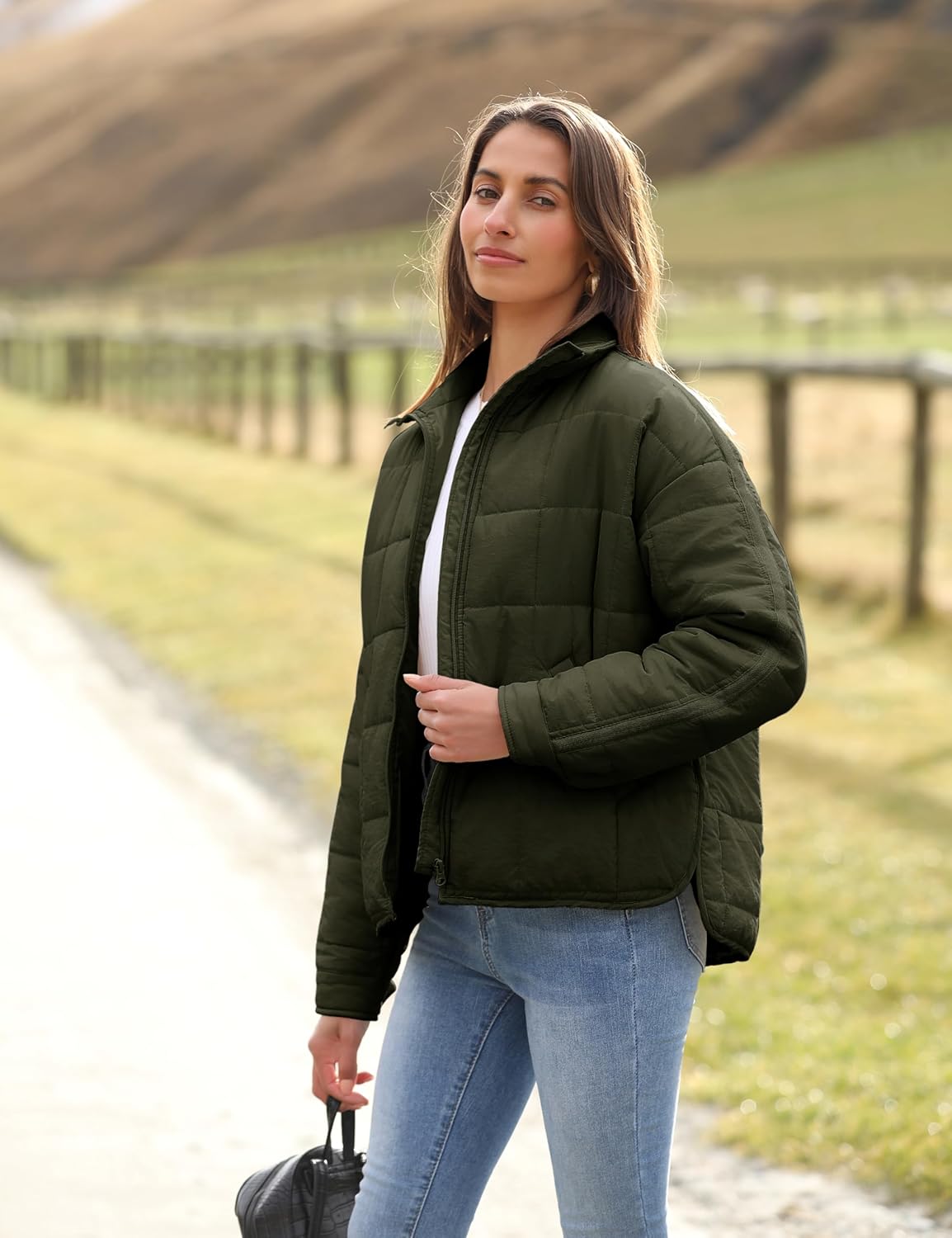 Bianstore Women's Oversized Splice Quilted Lightweight Puffer Jacket Casual Padded Coat - Image 3