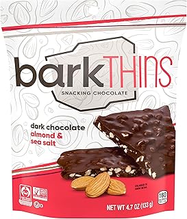 barkTHINS Snacking Dark Chocolate, Almond with Sea Salt, 4.7 Ounce