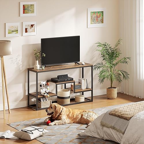 Miniatura 9 de YOUDENOVA Soporte alto de TV para televisores de hasta 55 pulgadas, mesa consola de TV con estantes de almacenamiento abiertos de 3 niveles, moderno